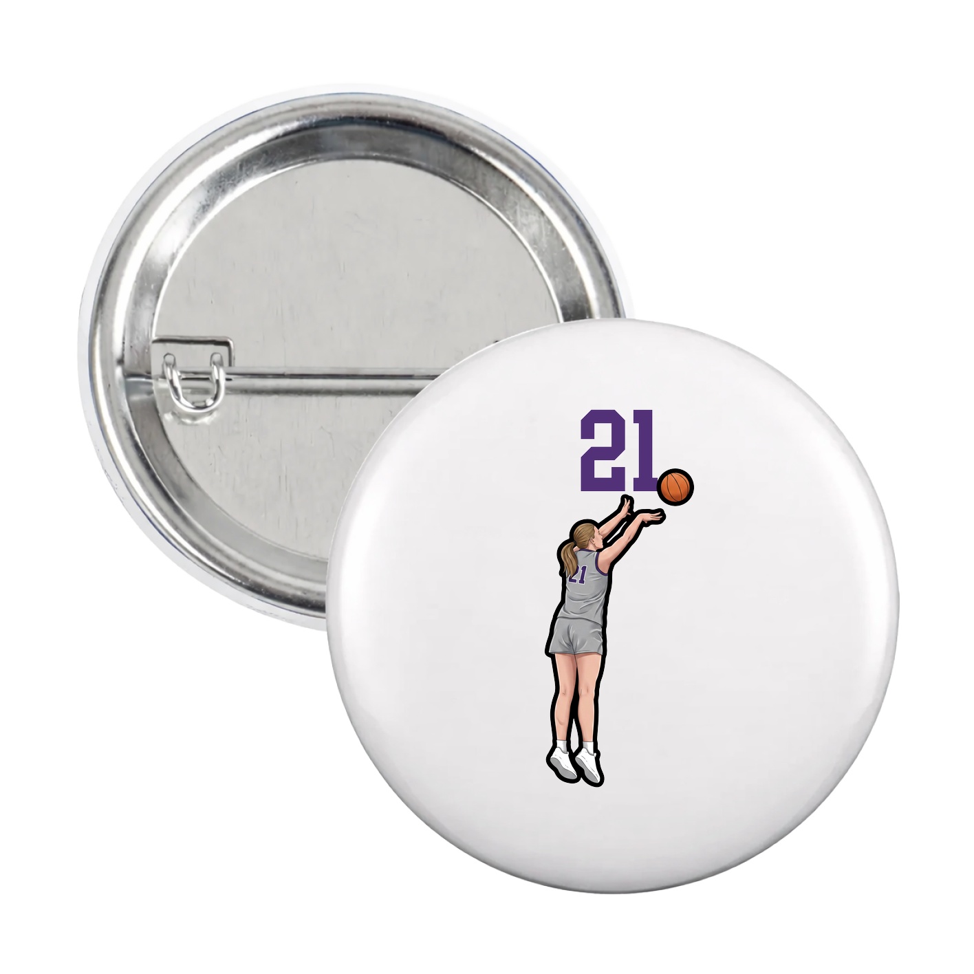 Game Day Button — Number Top in White