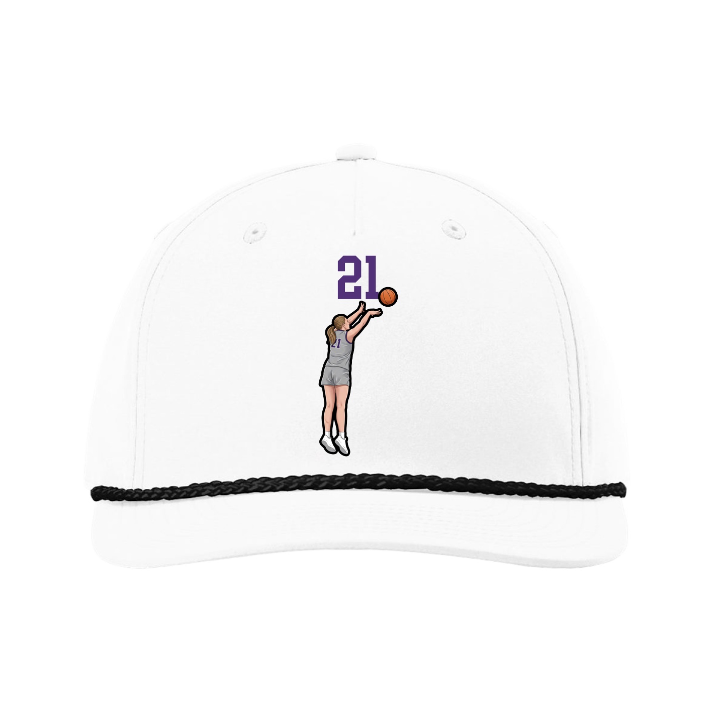 Five-Panel Classic Rope Cap — Number Top in White