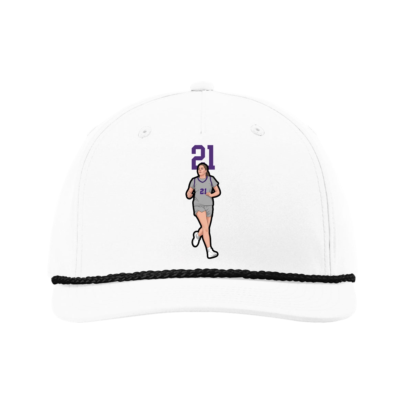 Five-Panel Classic Rope Cap — Number Top in White
