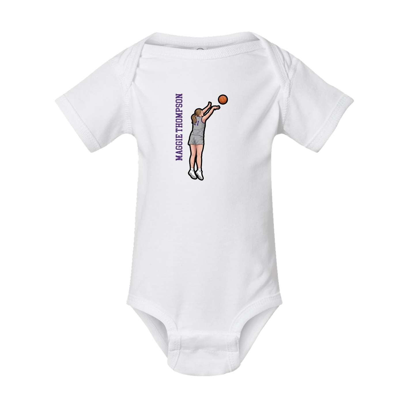 Baby Onesie — Name Vertical in White