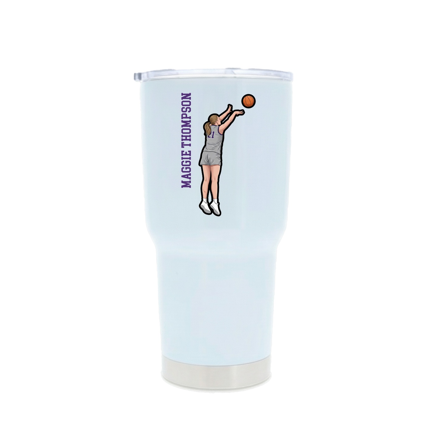 30oz Stainless Steel Tumbler — Name Vertical in White