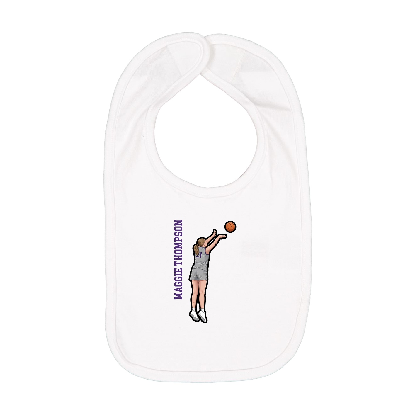 Infant Bib — Name Vertical in White