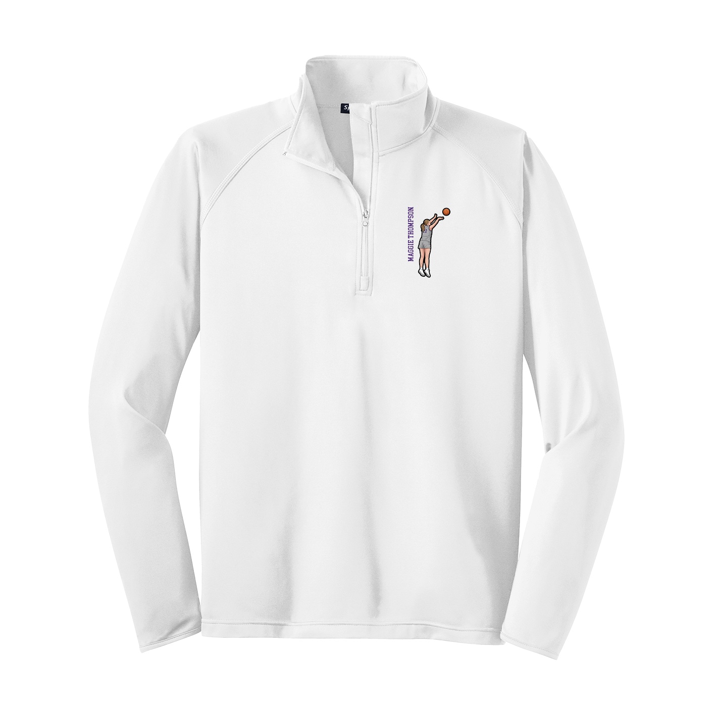 Q-Zip Pullover — Name Vertical in White