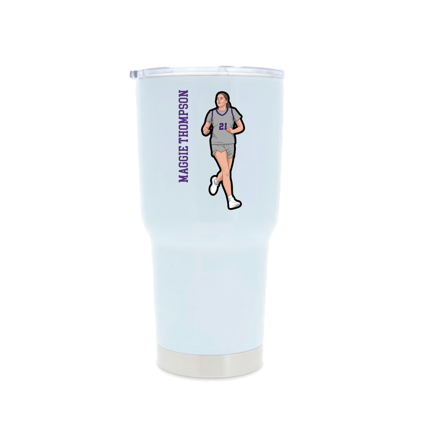 30oz Stainless Steel Tumbler — Name Vertical in White