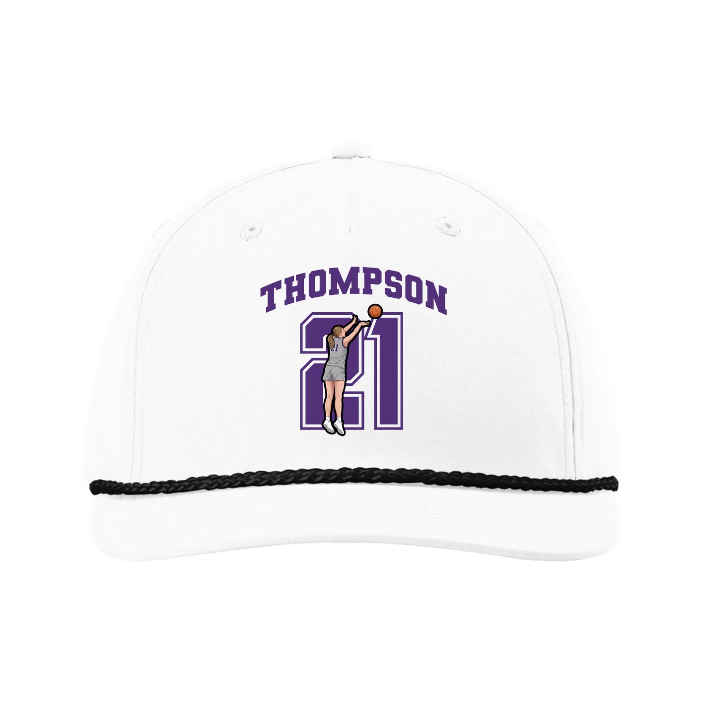 Five-Panel Classic Rope Cap — Number in White