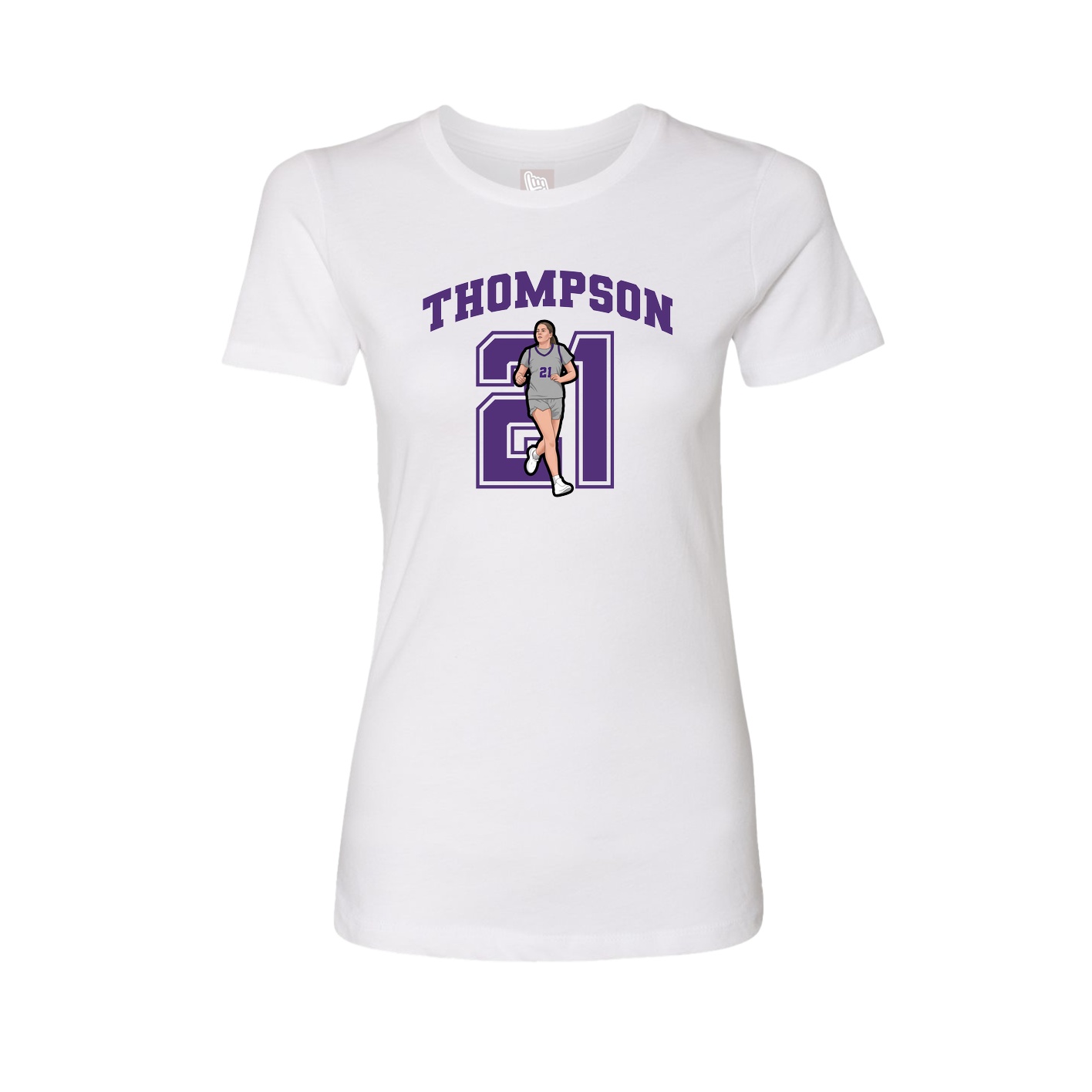Fitted Women's Tee — Number in White