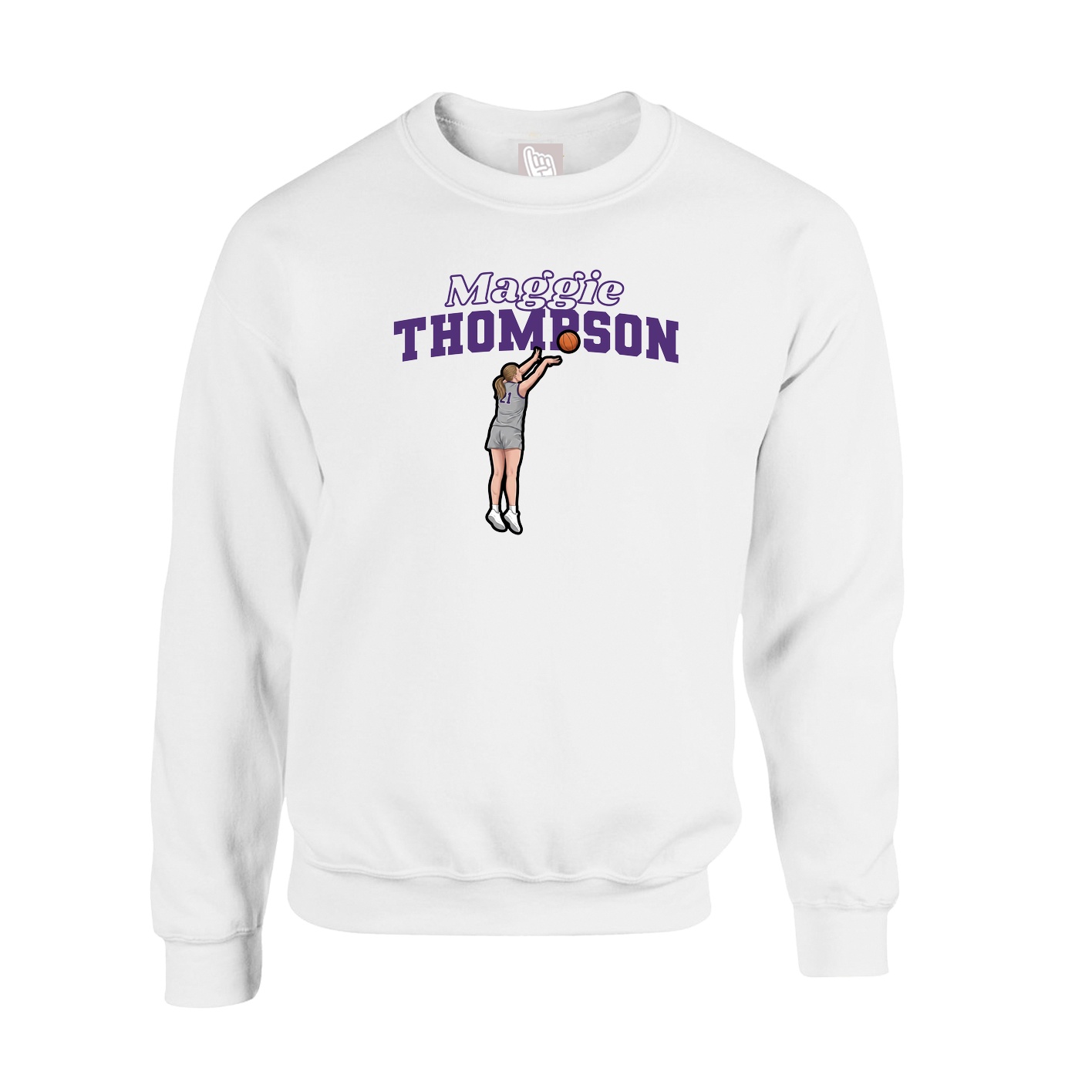 Fleece Crew — Name Arch in White