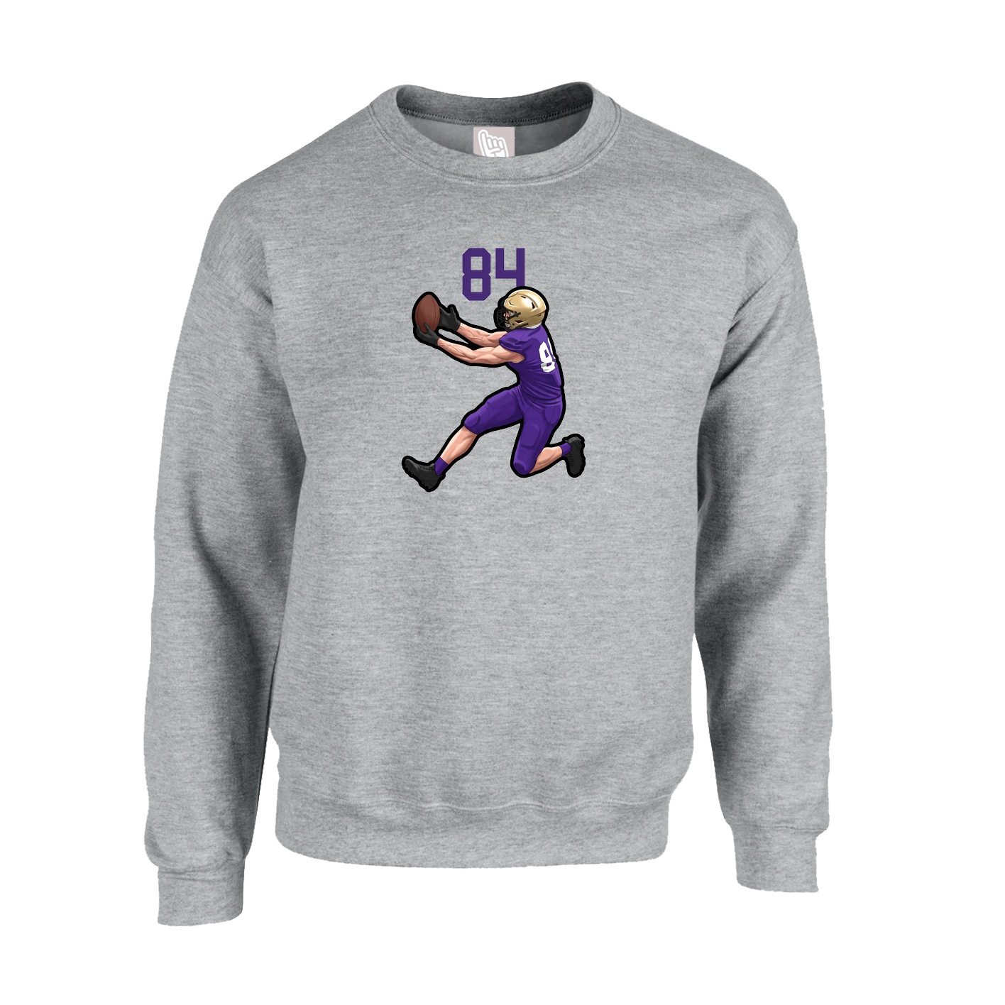 Fleece Crew — Number Top in Grey