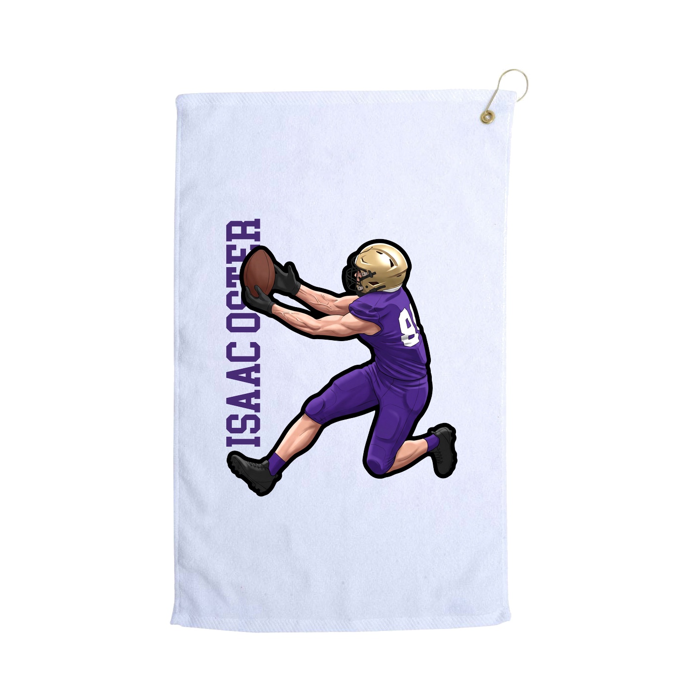 Golf Towel — Name Vertical in White