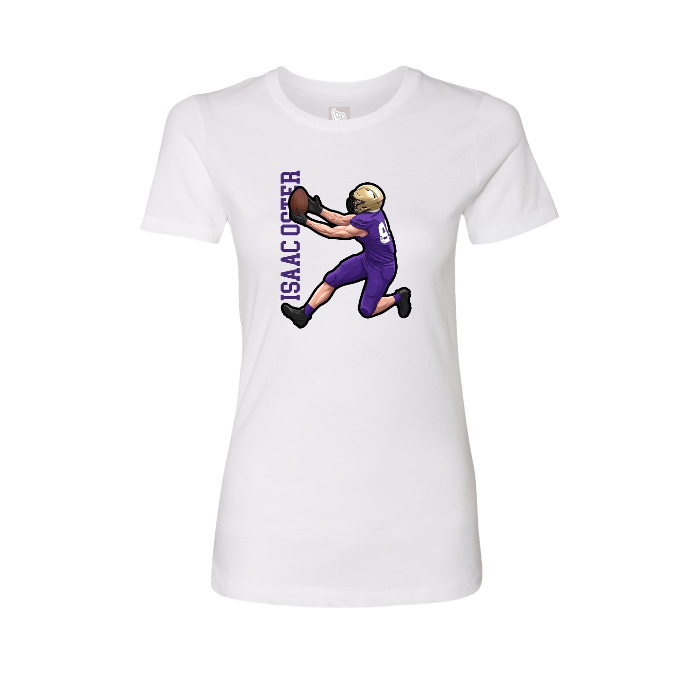 Womens Tee — Name Vertical in White