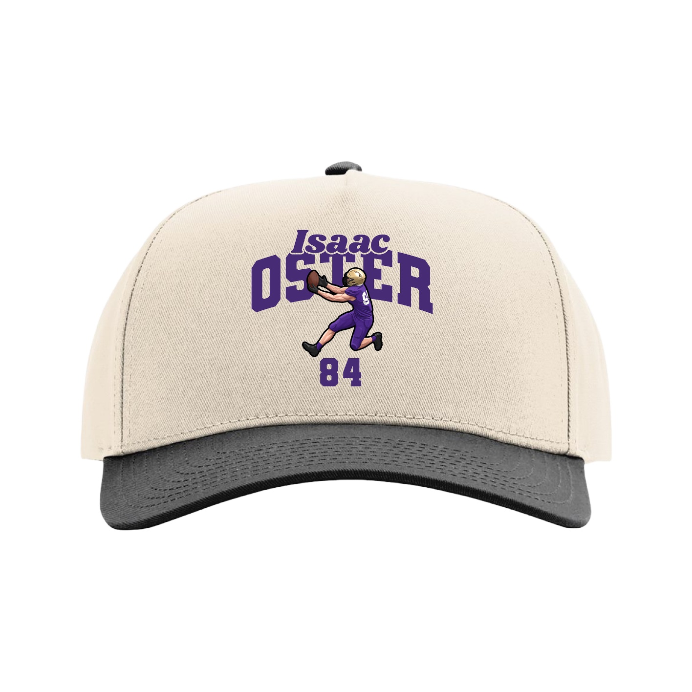 Full Fabric Five-Panel Champ Cap — Signature Arch in Cream/Black