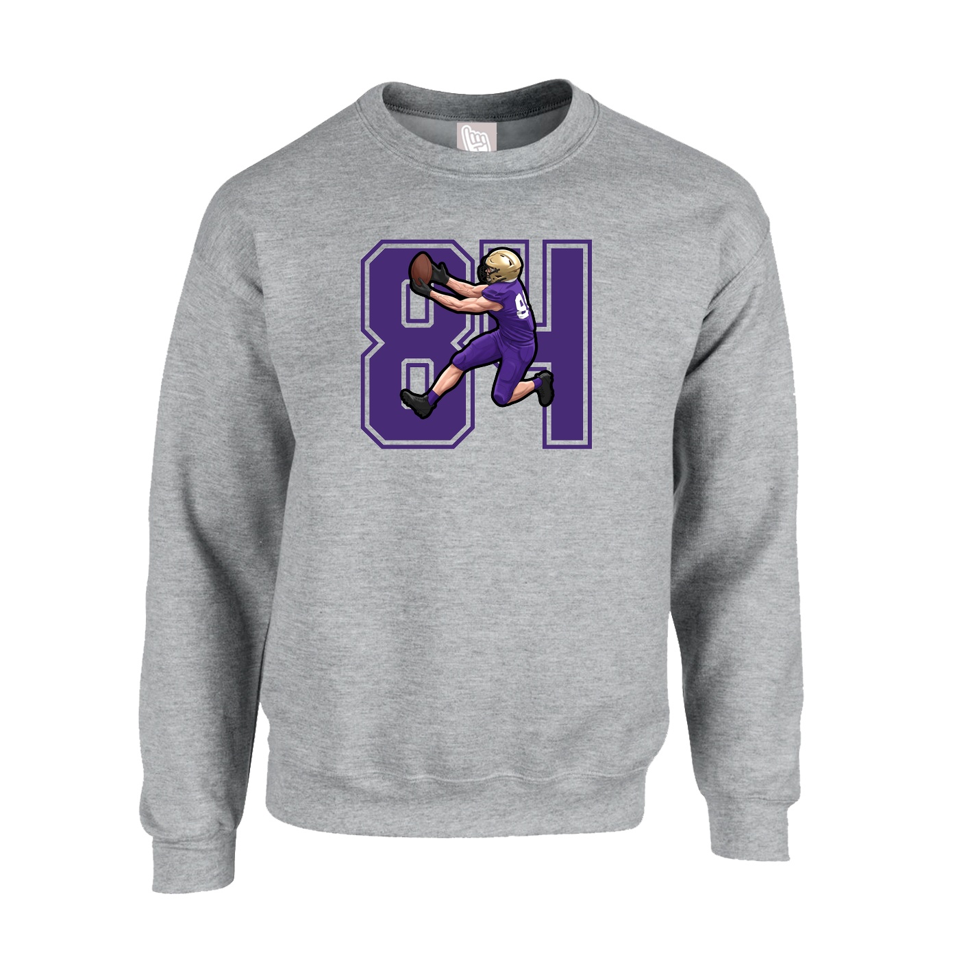 Fleece Crew — Number in Grey