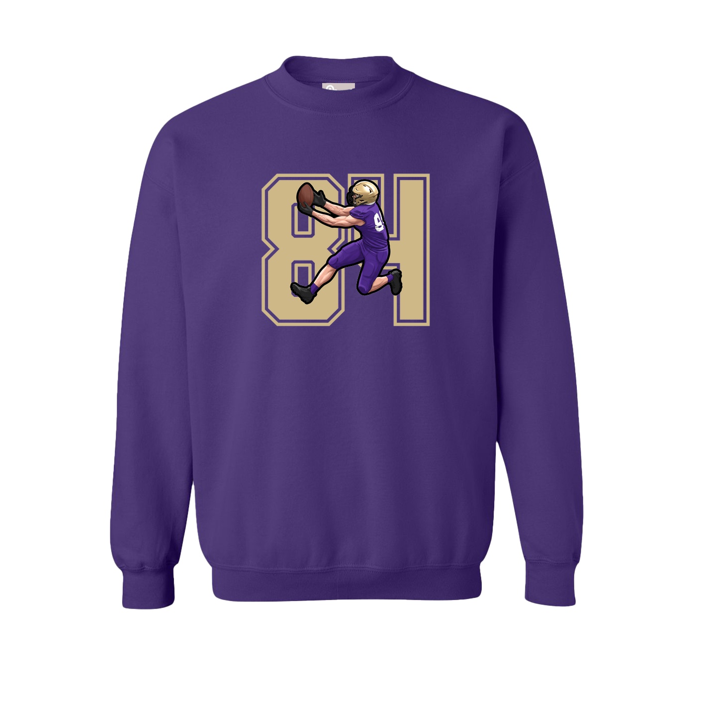 Fleece Crew — Number in Purple