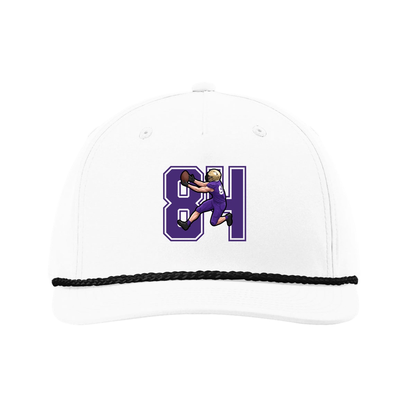 Five-Panel Classic Rope Cap — Number in White