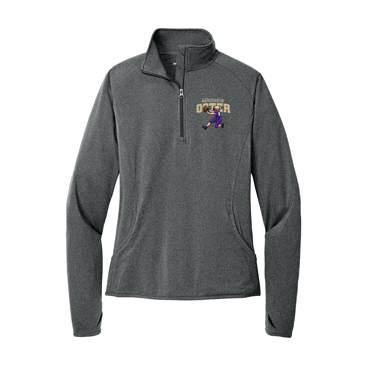 Women's Q-Zip Pullover — Mothers Day Block in Grey