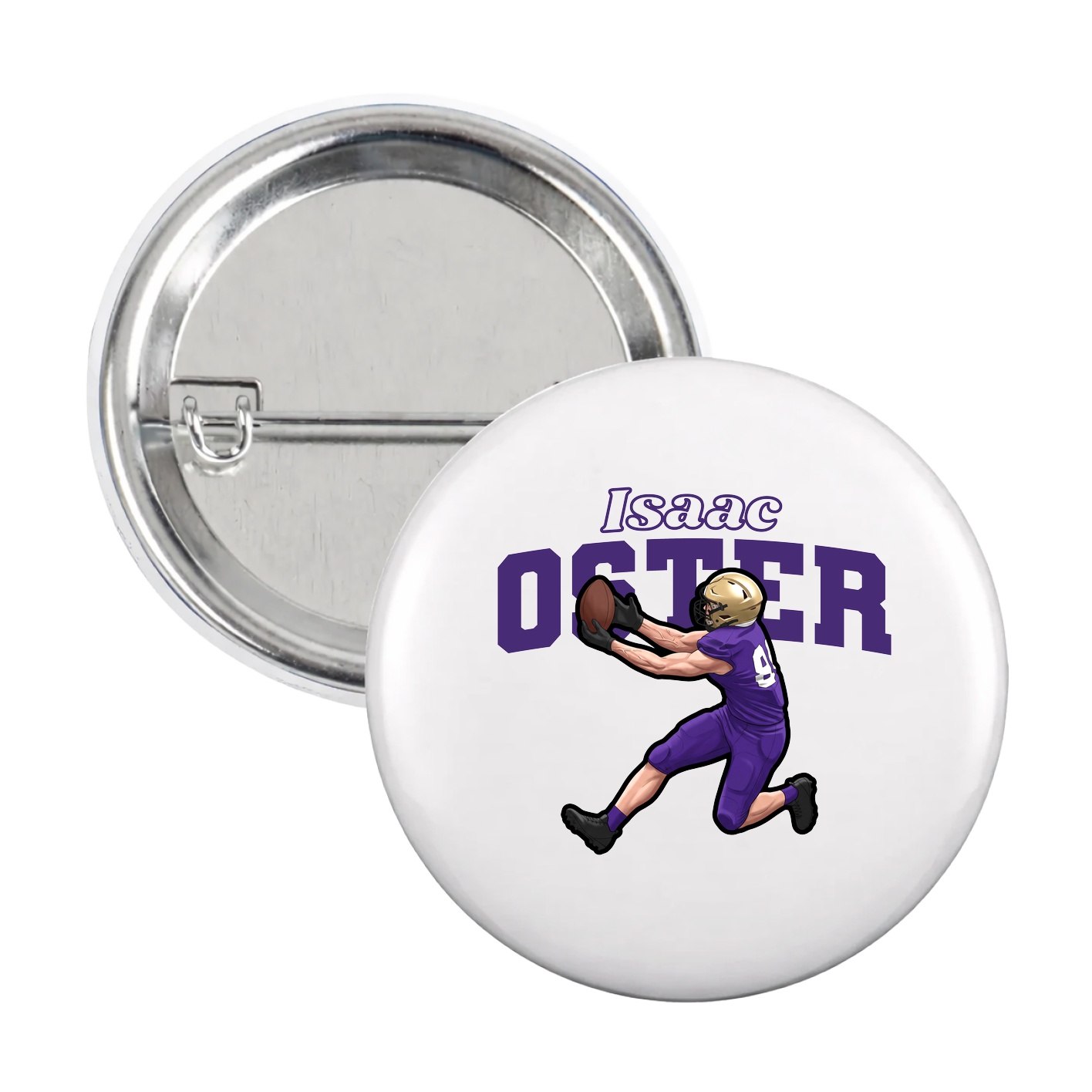 Game Day Button — Name Arch in White