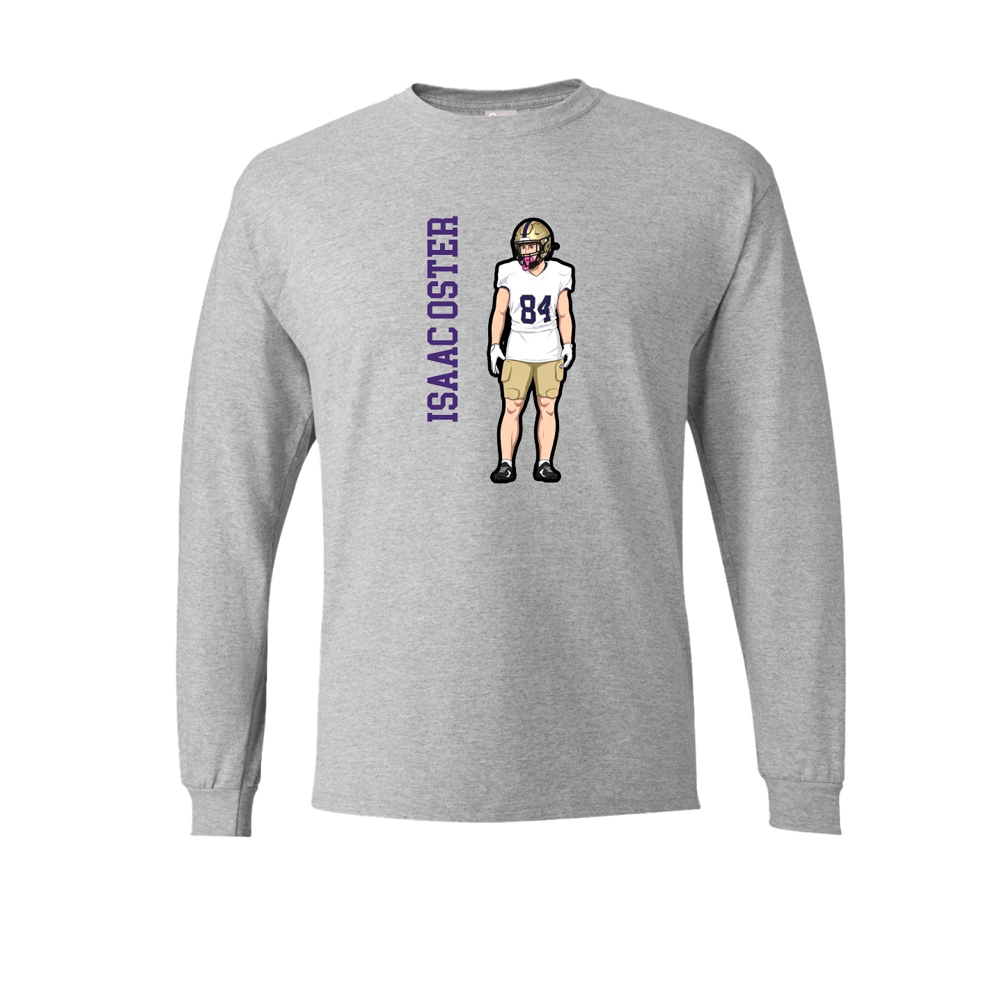 Long Sleeve Tee — Name Vertical in Grey