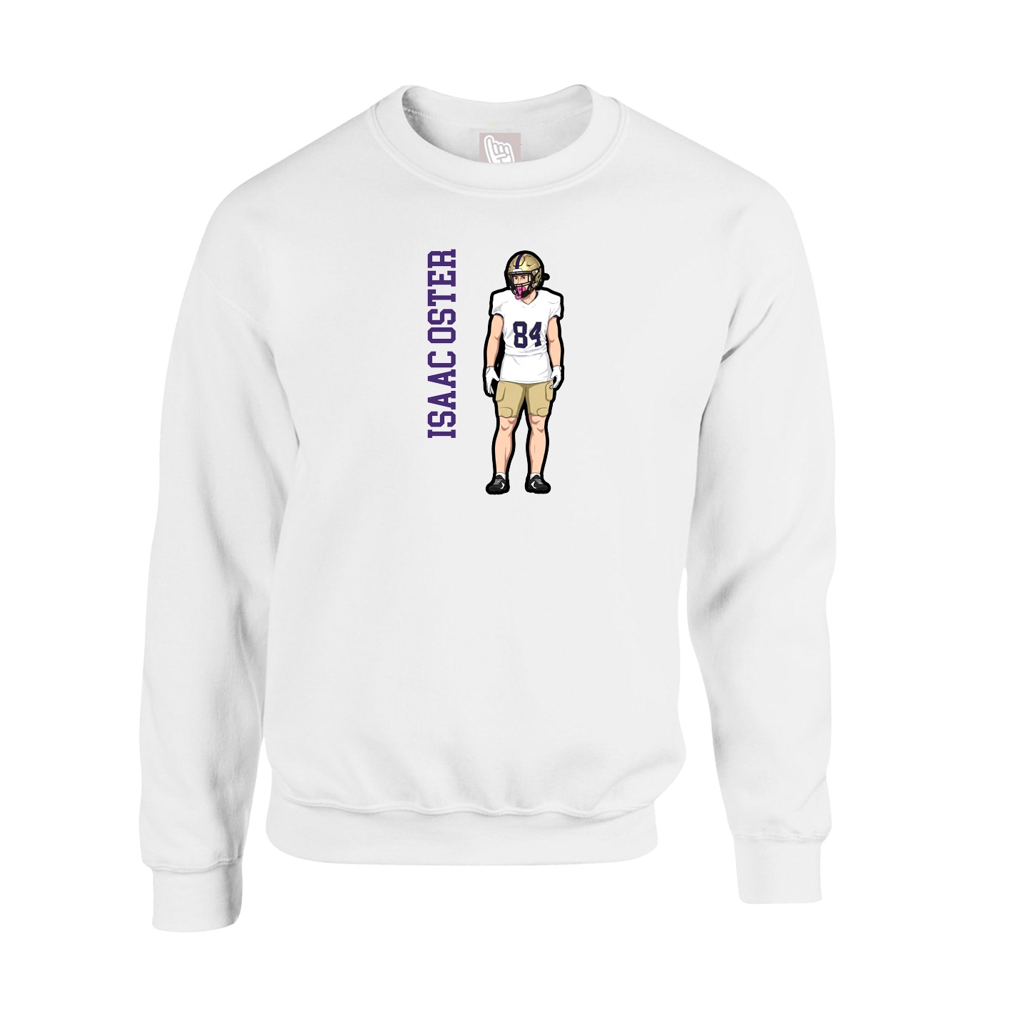 Fleece Crew — Name Vertical in White
