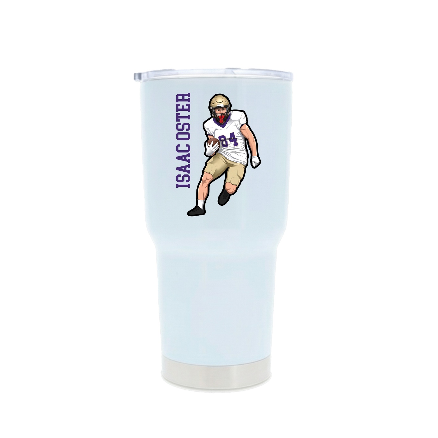 30oz Stainless Steel Tumbler — Name Vertical in White