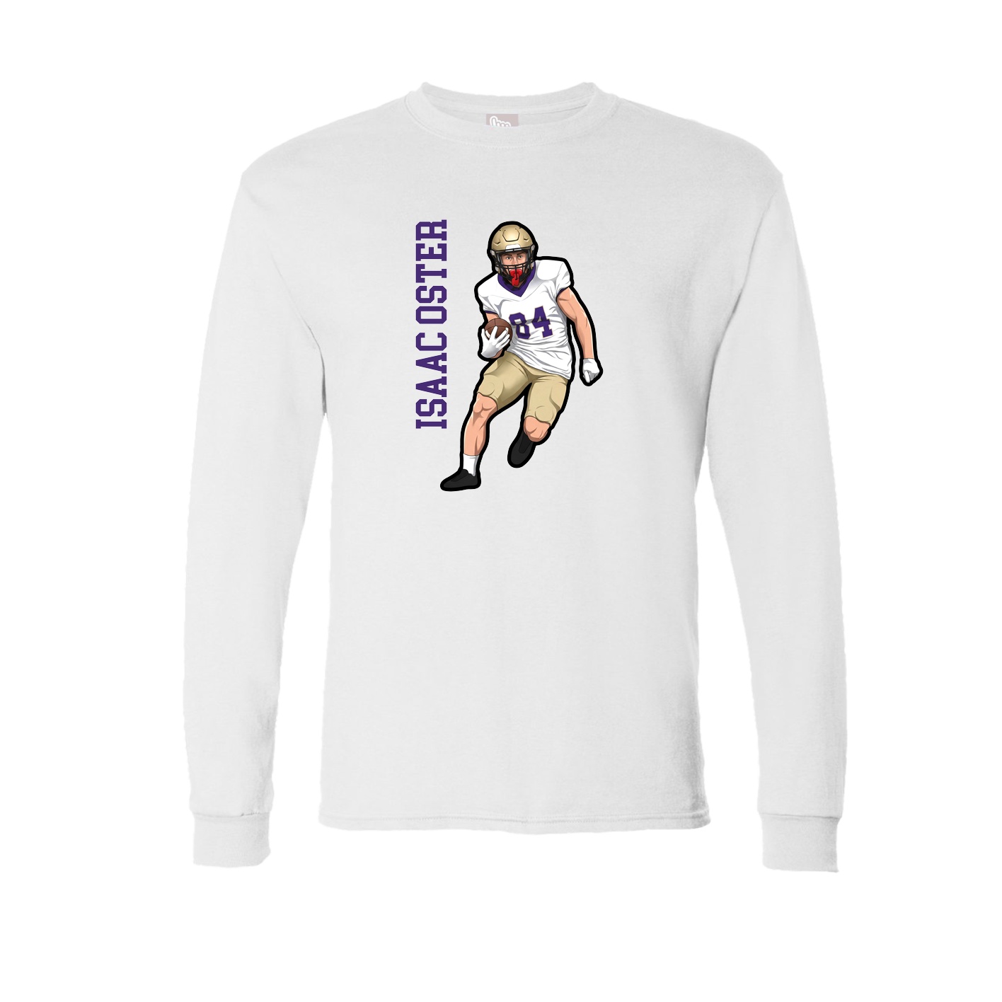 Long Sleeve Tee — Name Vertical in White