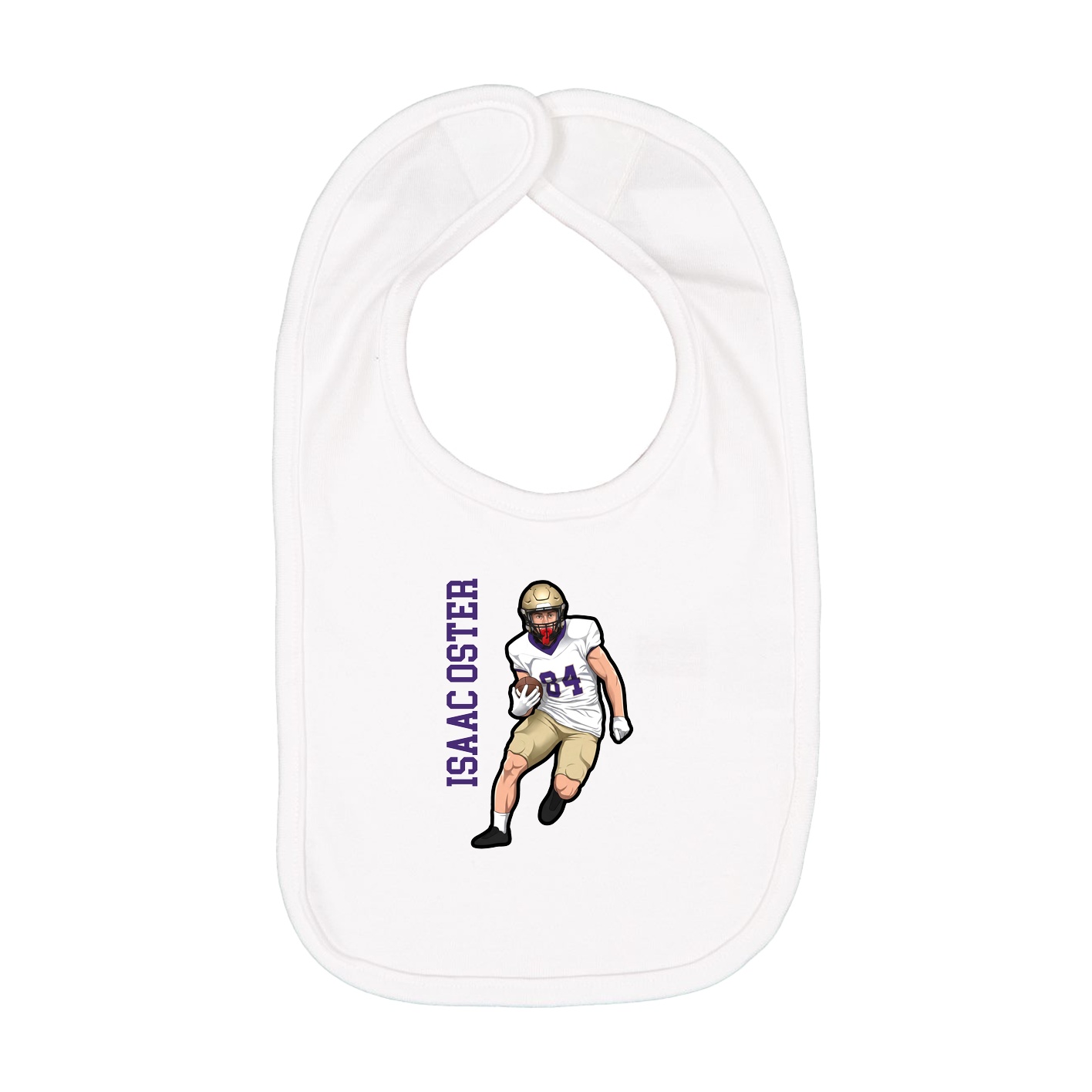 Infant Bib — Name Vertical in White