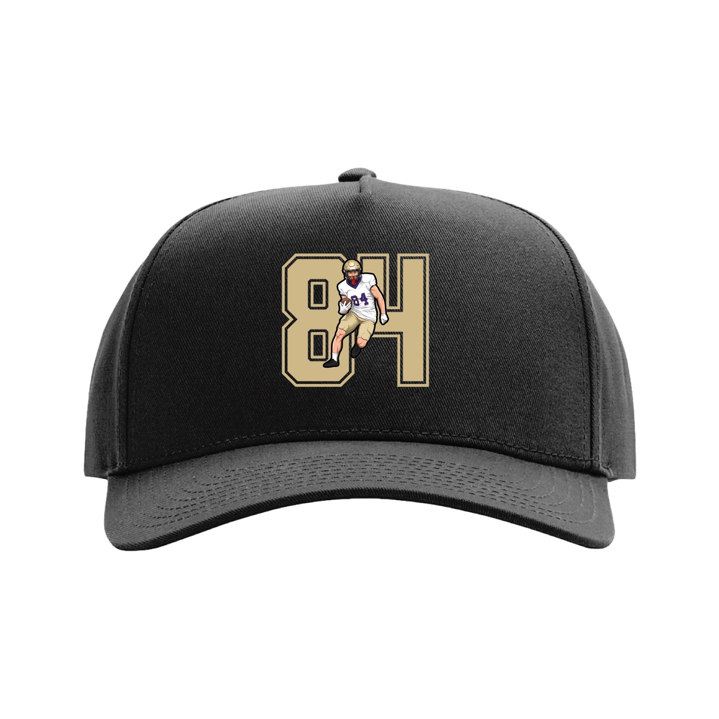 Full Fabric Five-Panel Champ Cap — Number in Black