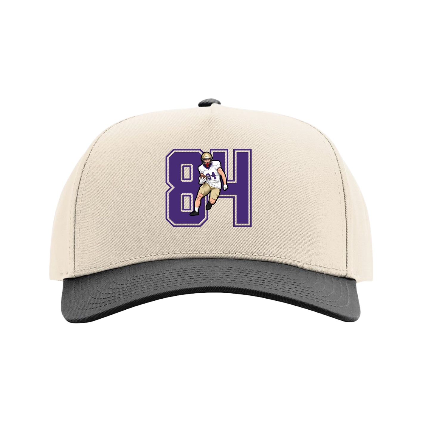 Full Fabric Five-Panel Champ Cap — Number in Cream/Black