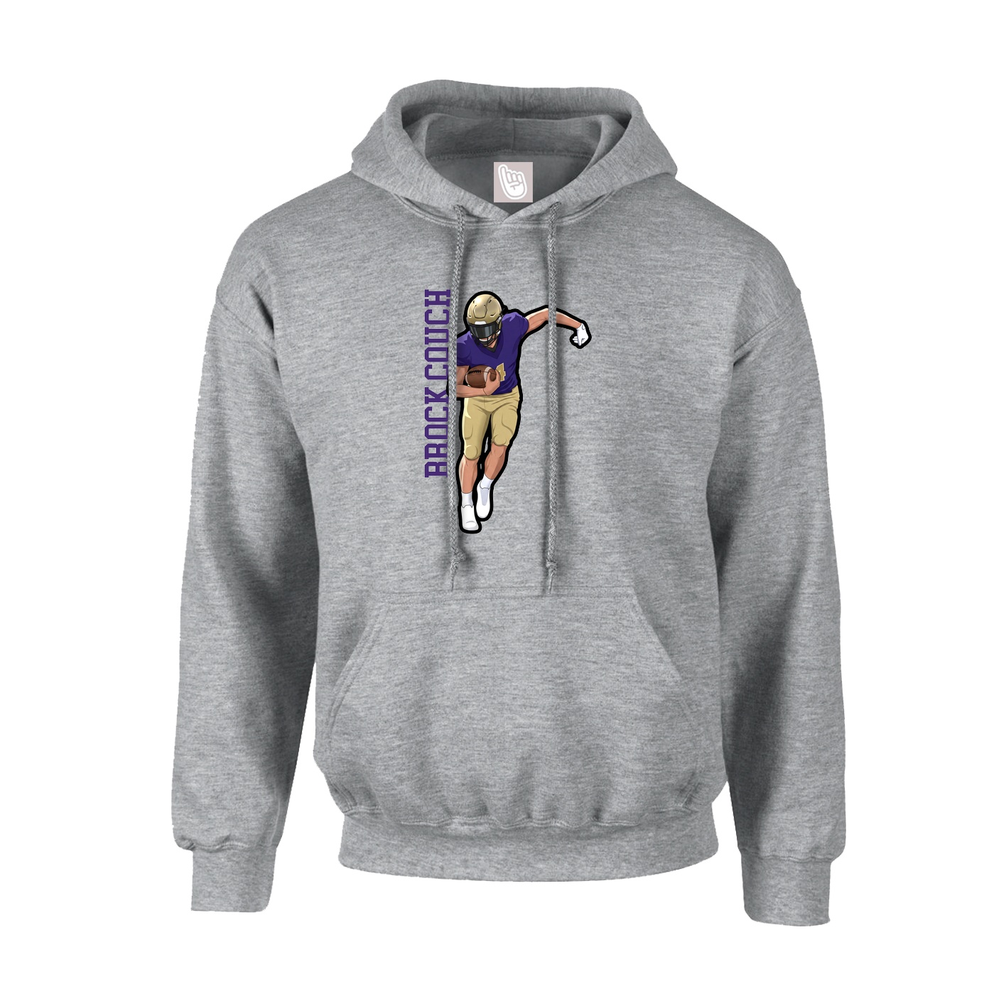 Hoodie — Name Vertical in Grey
