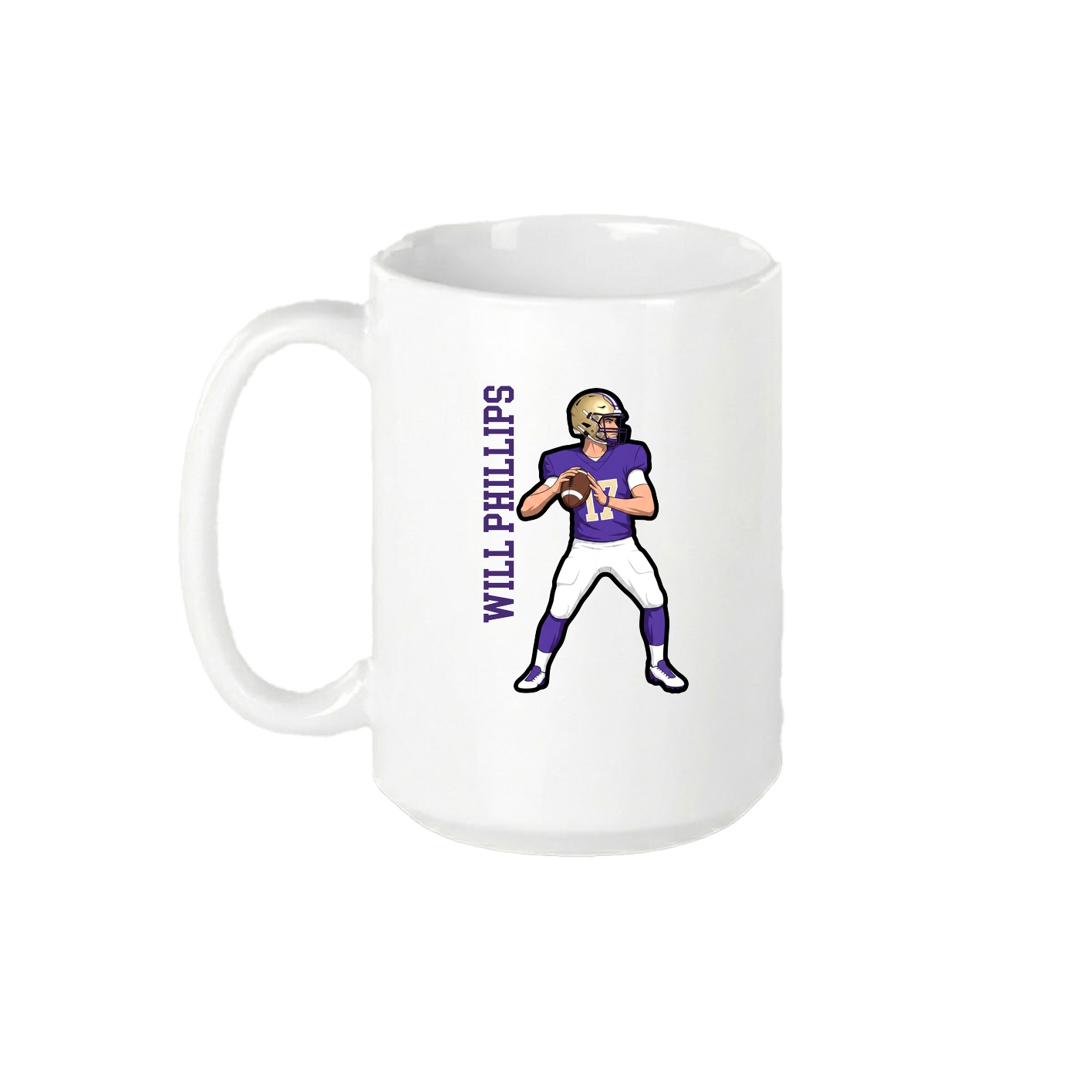 15oz Coffee Mug — Name Vertical in White
