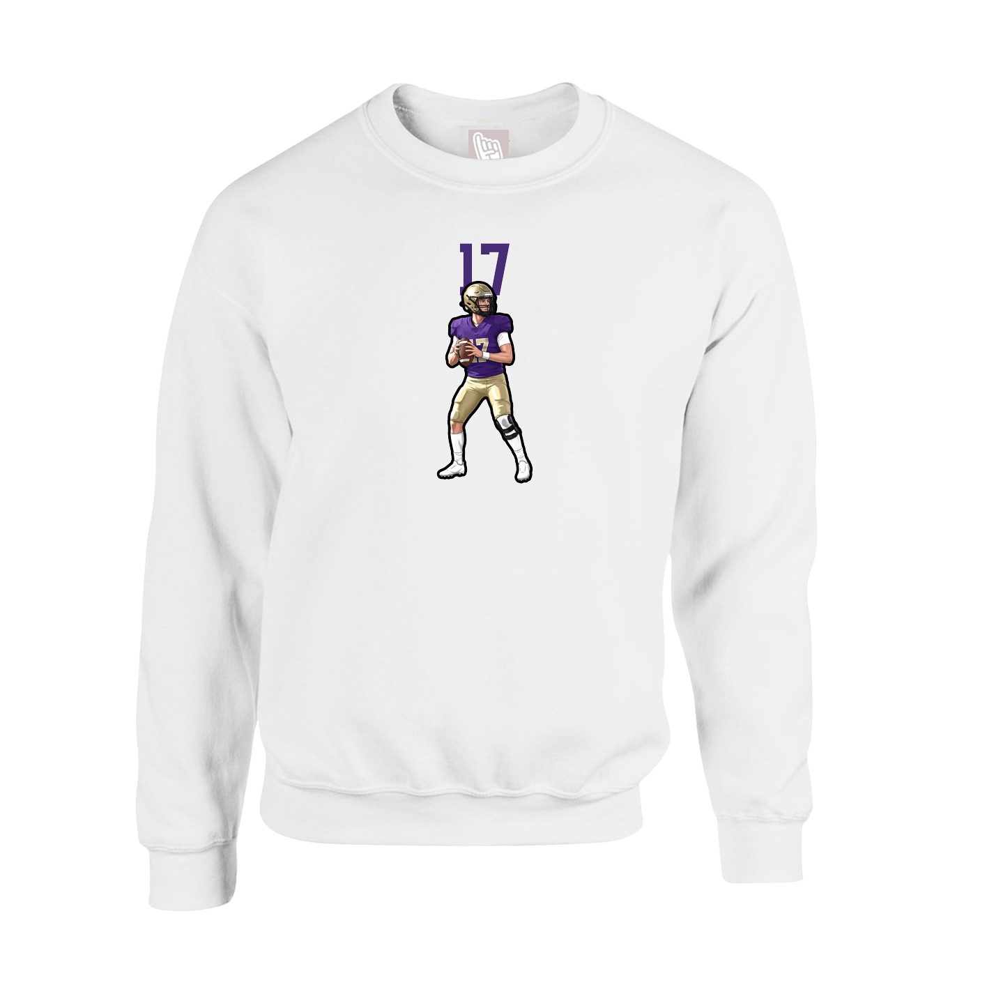 Fleece Crew — Number Top in White