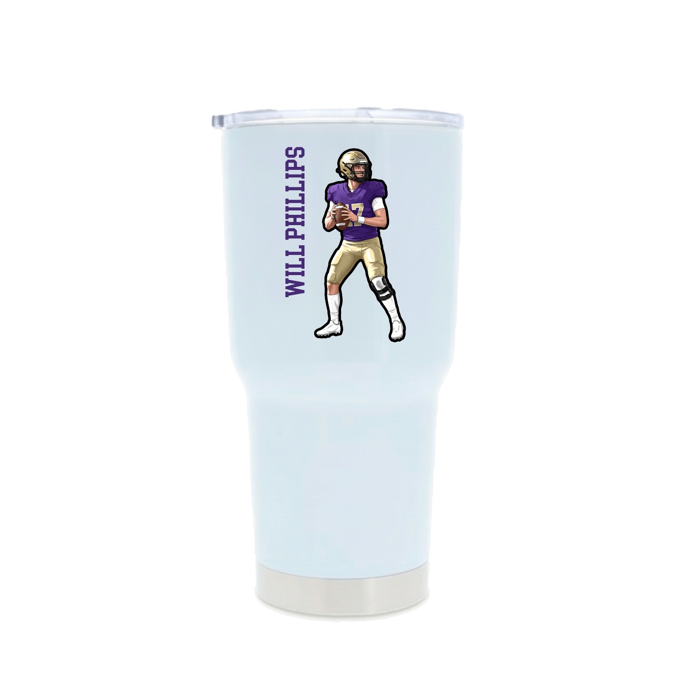 30oz Stainless Steel Tumbler — Name Vertical in White