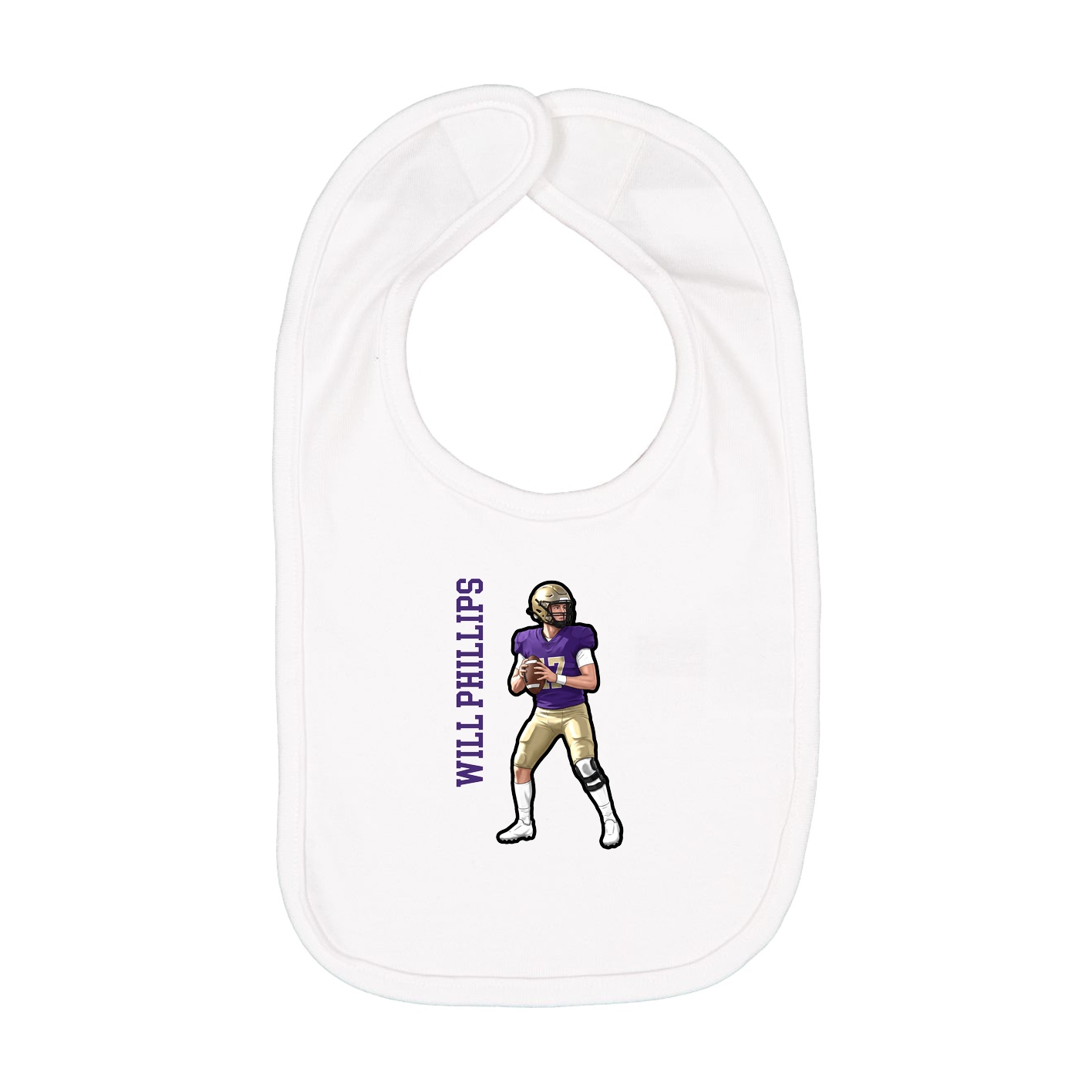 Infant Bib — Name Vertical in White