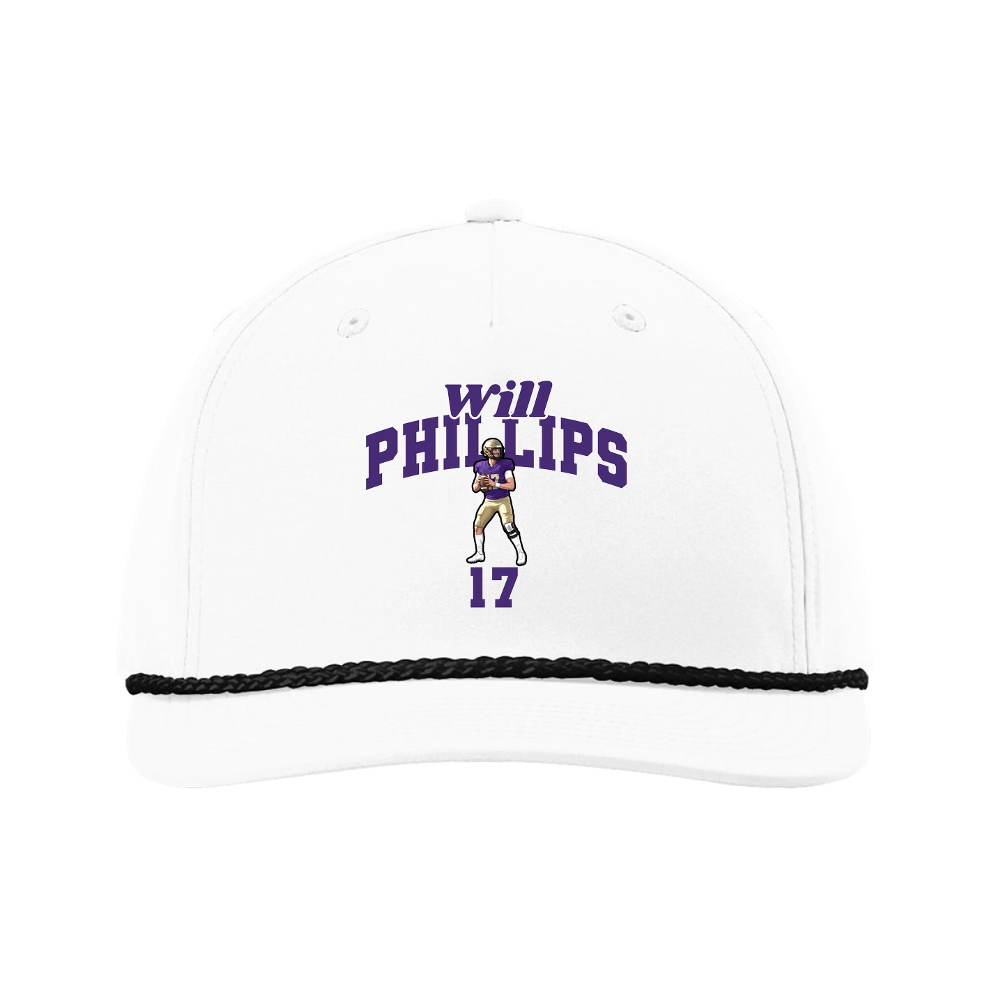 Five-Panel Classic Rope Cap — Signature Arch in White