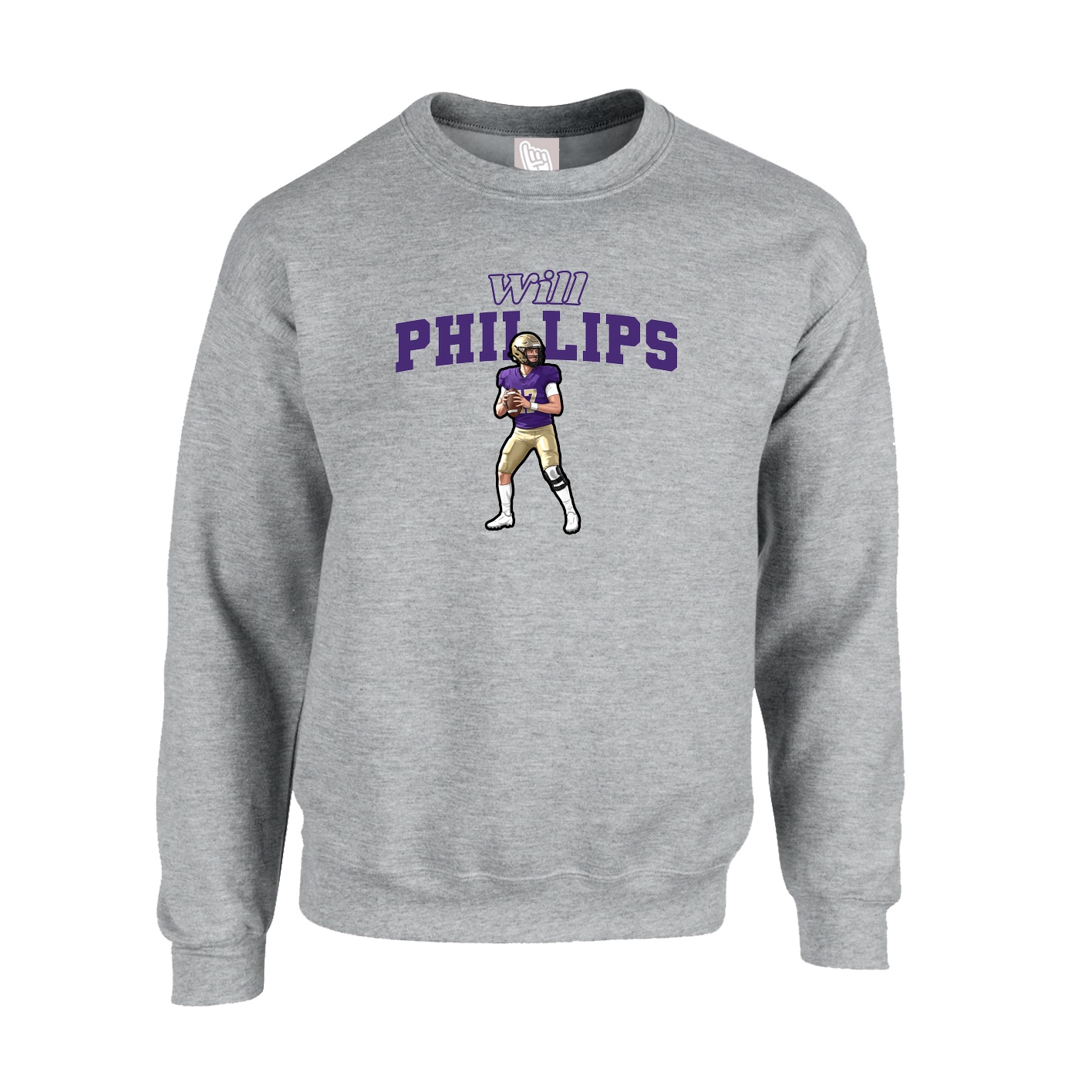 Fleece Crew — Name Arch in Grey