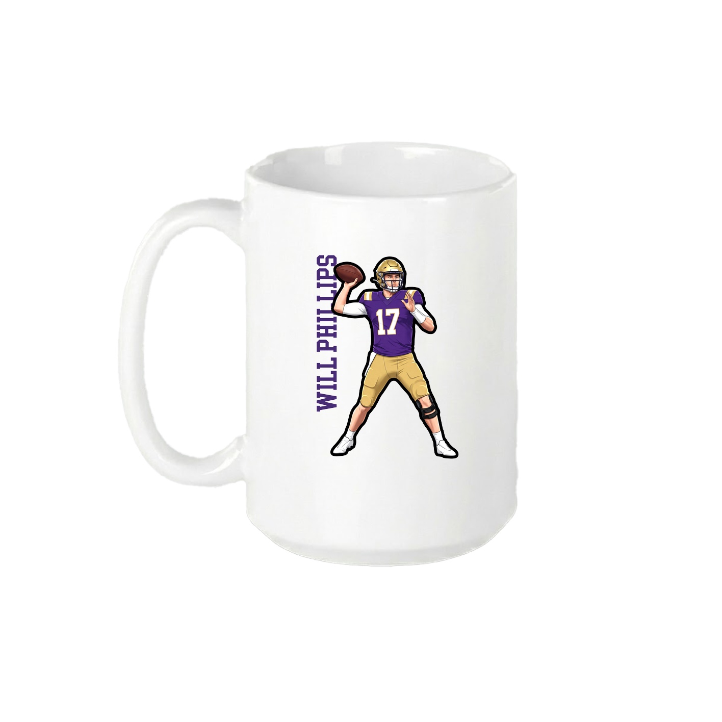 15oz Coffee Mug — Name Vertical in White