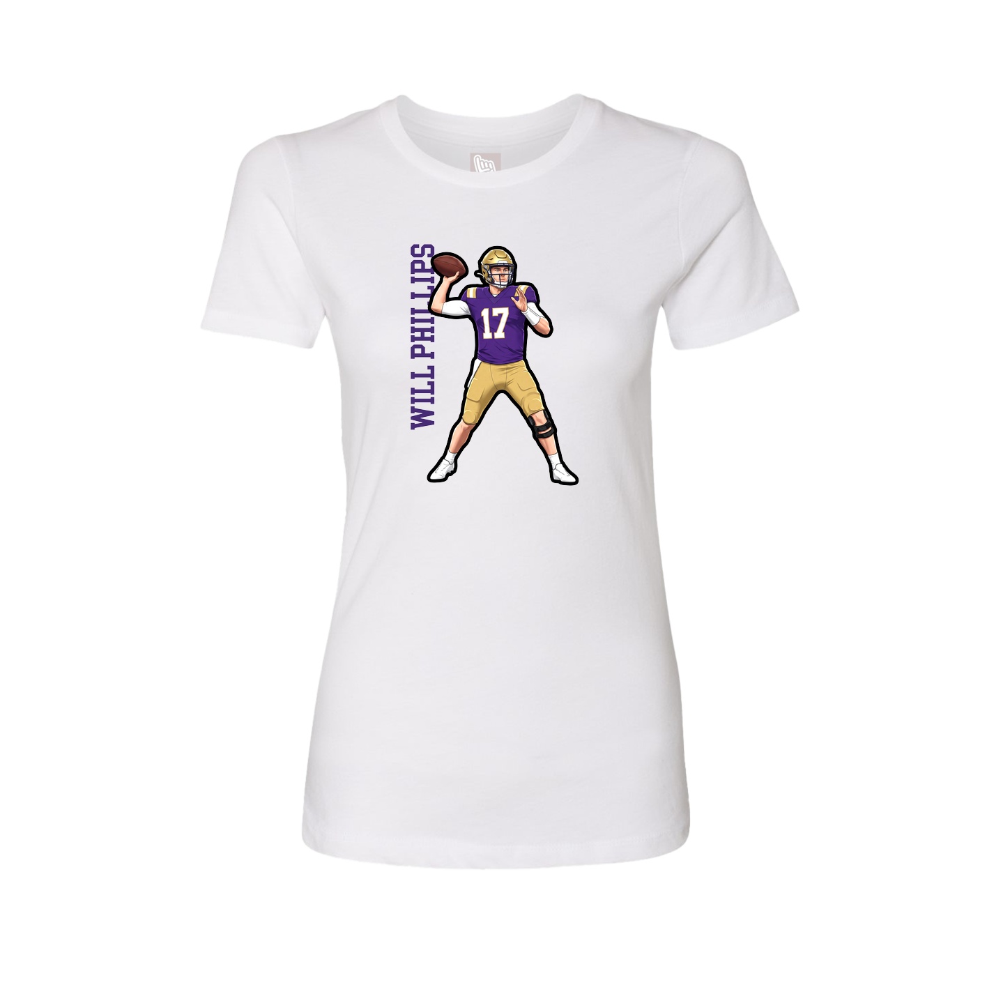 Womens Tee — Name Vertical in White