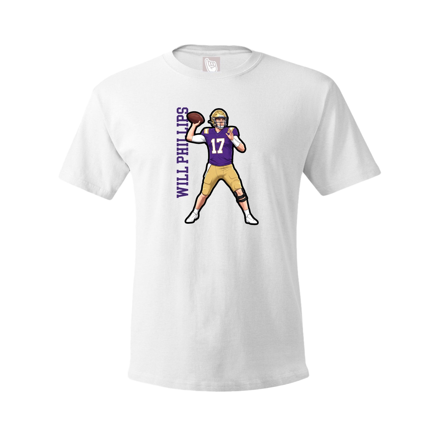 Youth Tee — Name Vertical in White