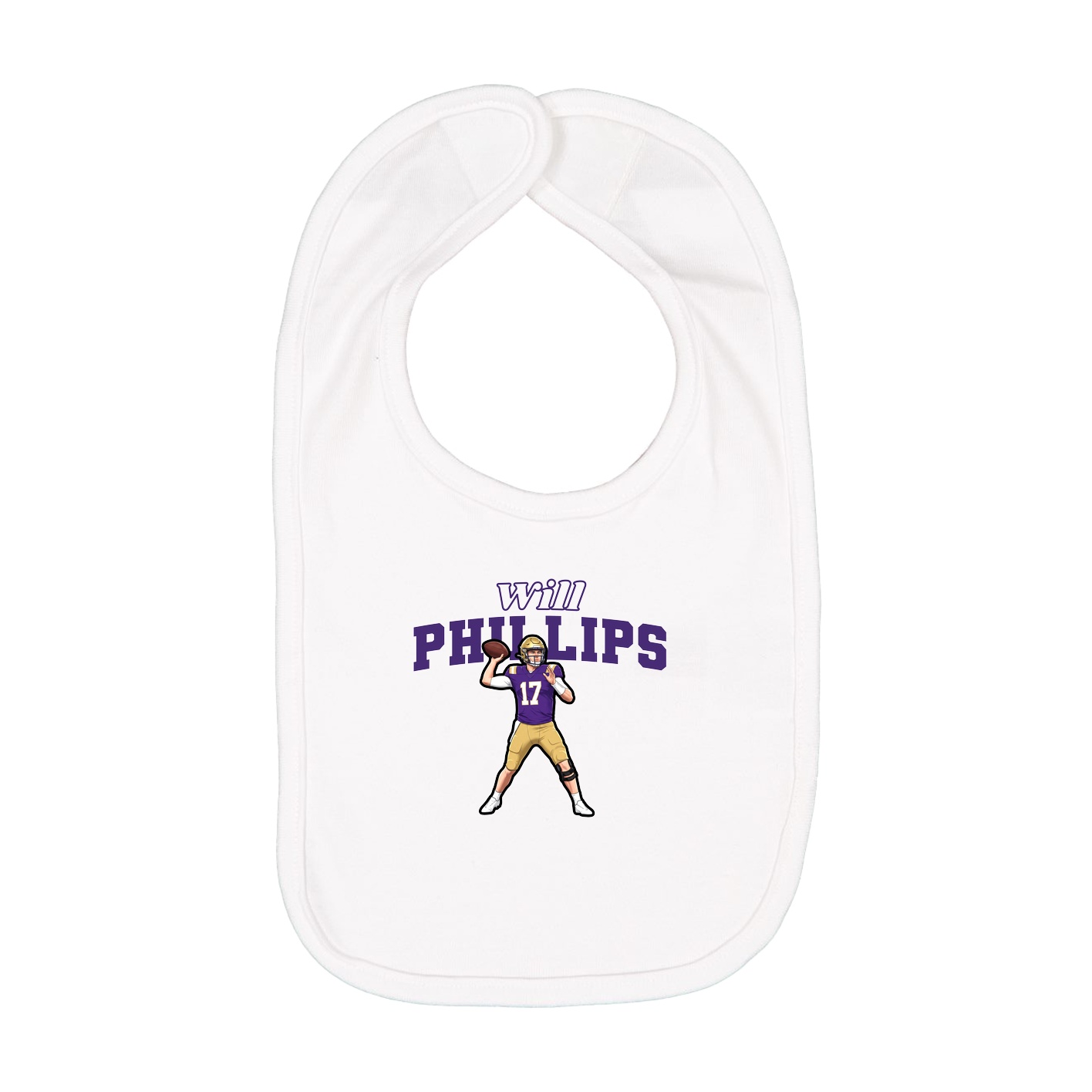 Infant Bib — Name Arch in White