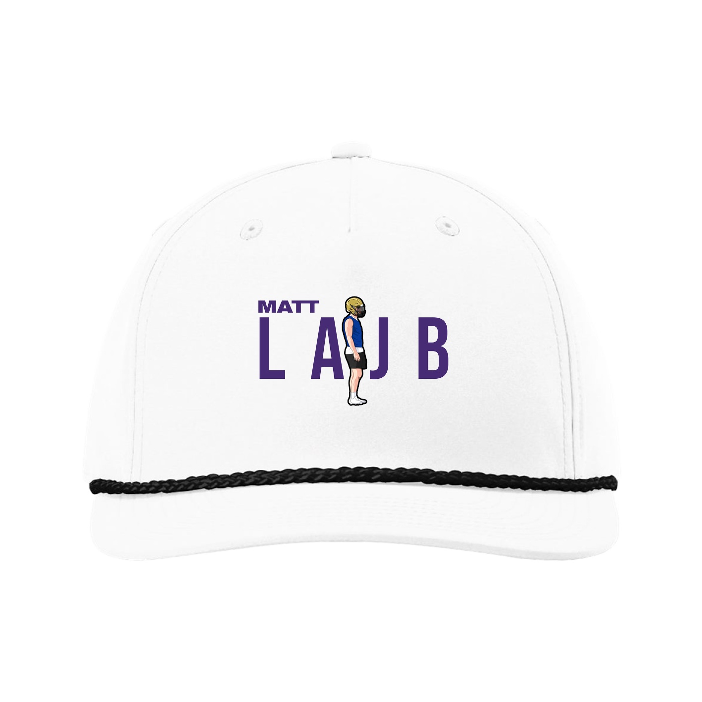 Five-Panel Classic Rope Cap — Player Name in White