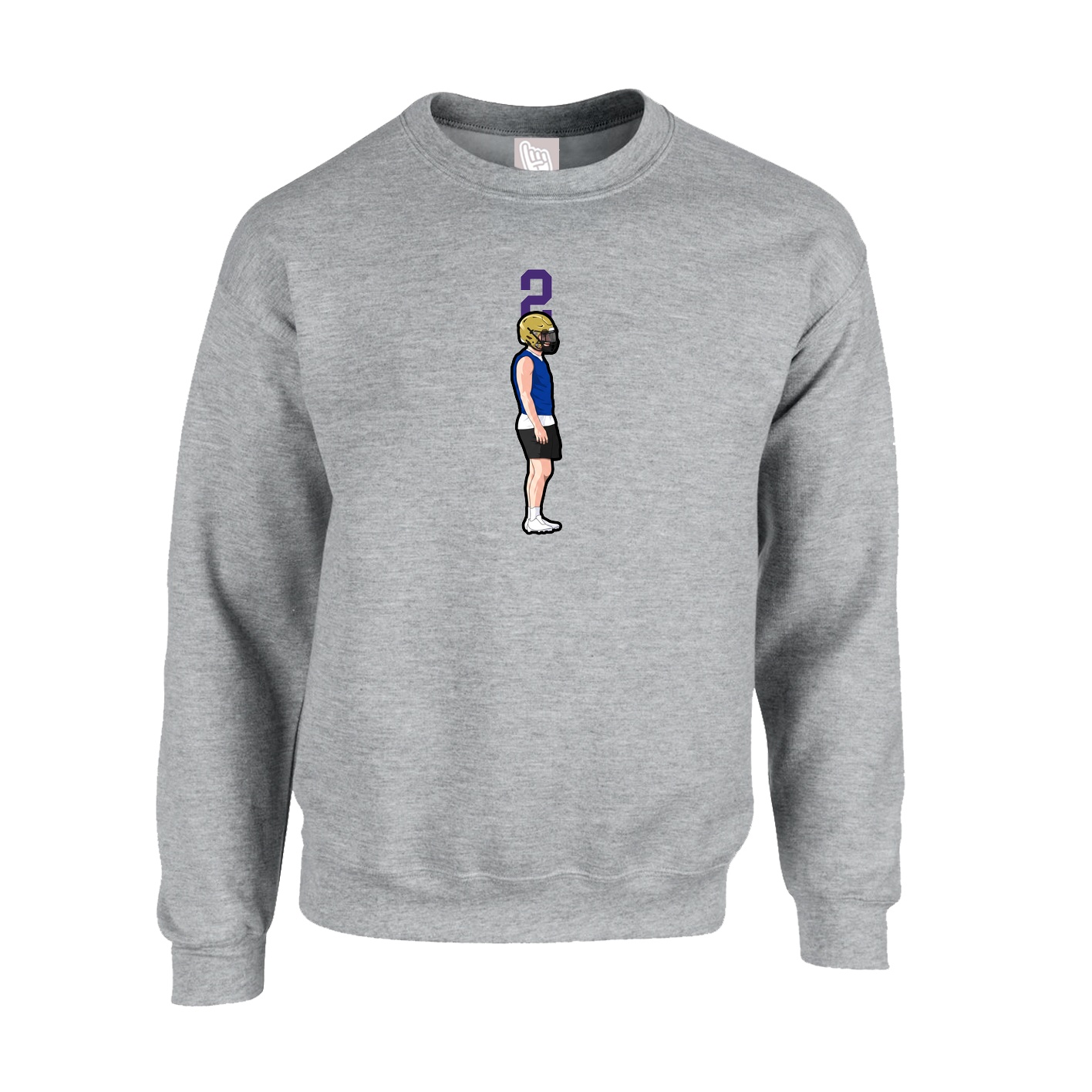 Fleece Crew — Number Top in Grey