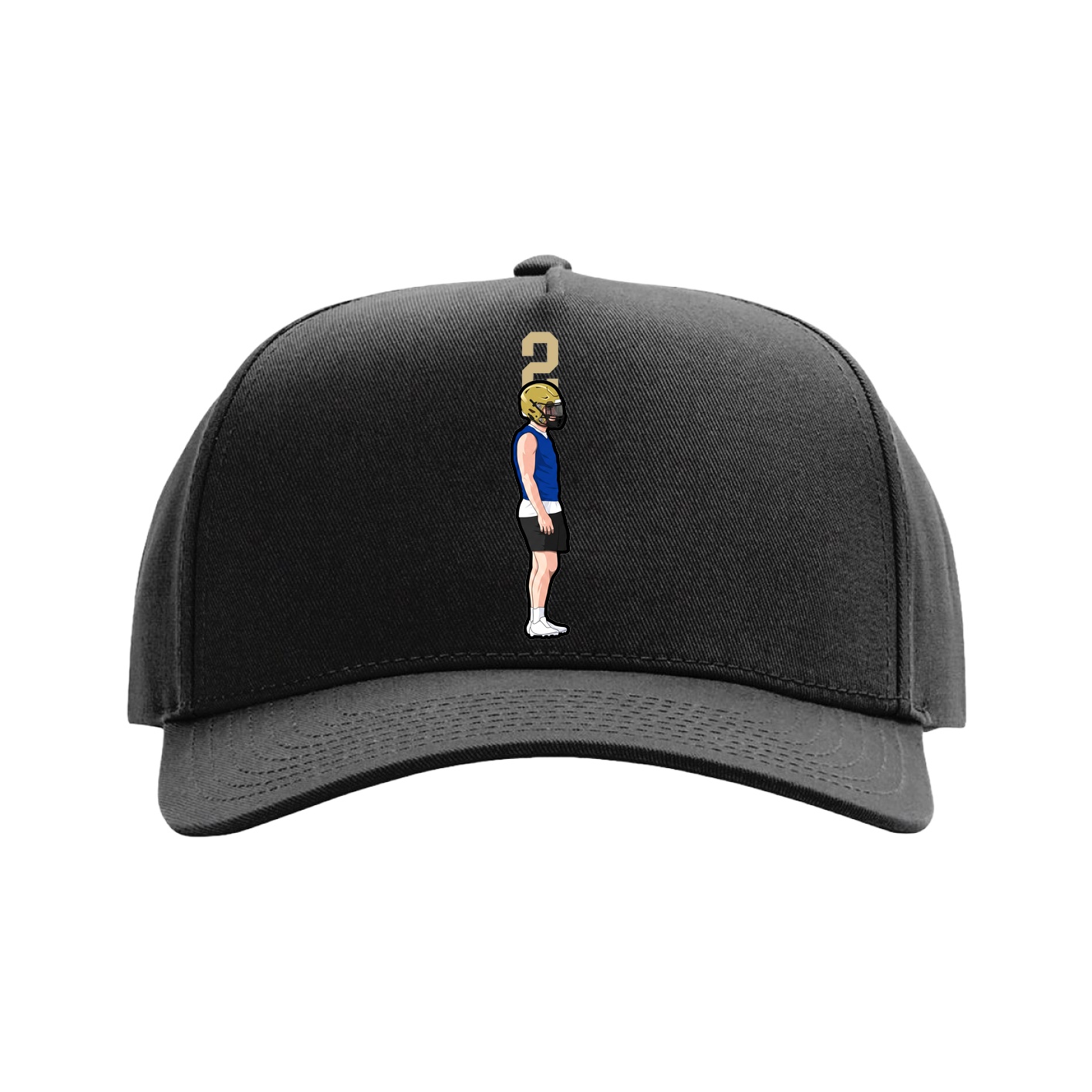 Full Fabric Five-Panel Champ Cap — Number Top in Black