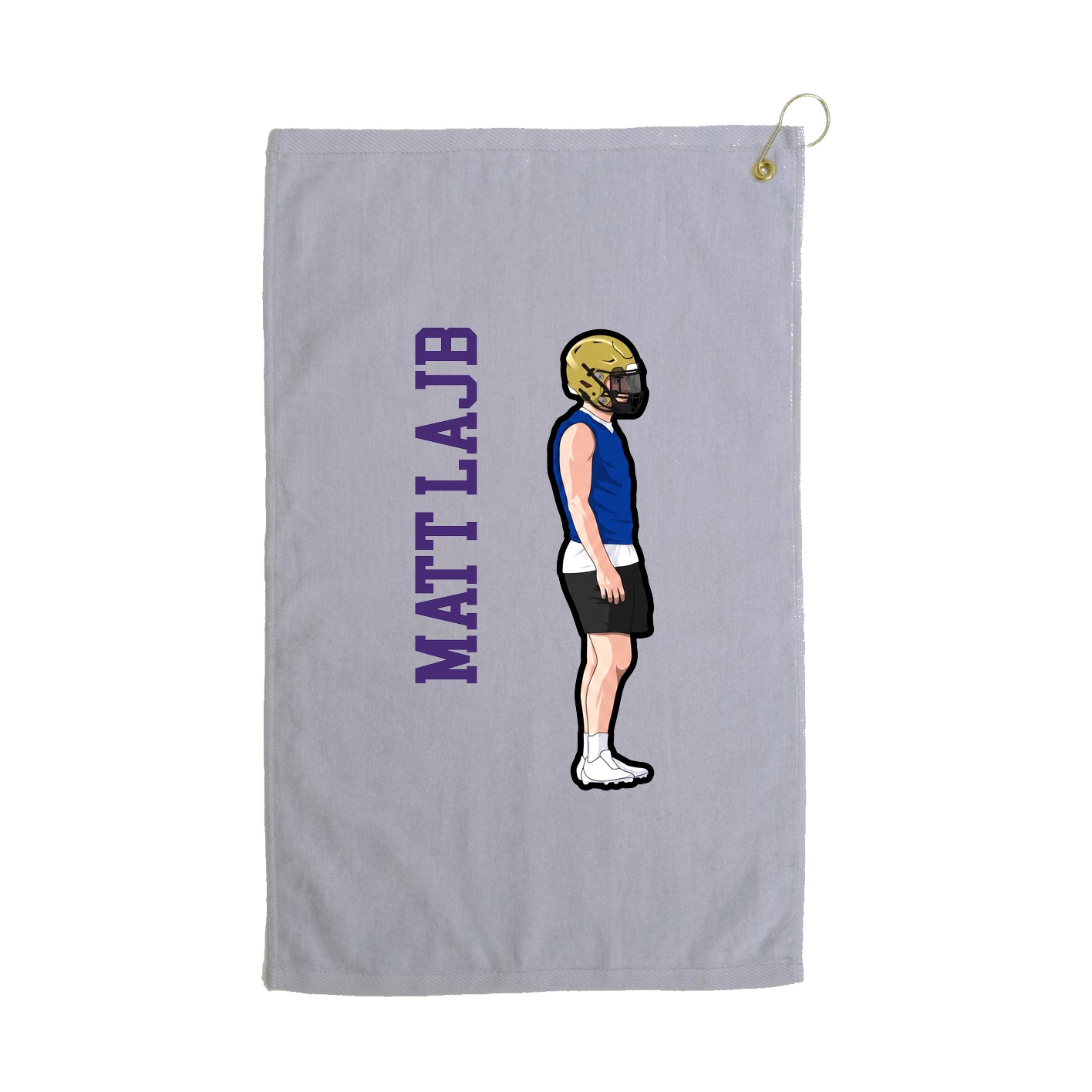 Golf Towel — Name Vertical in Grey