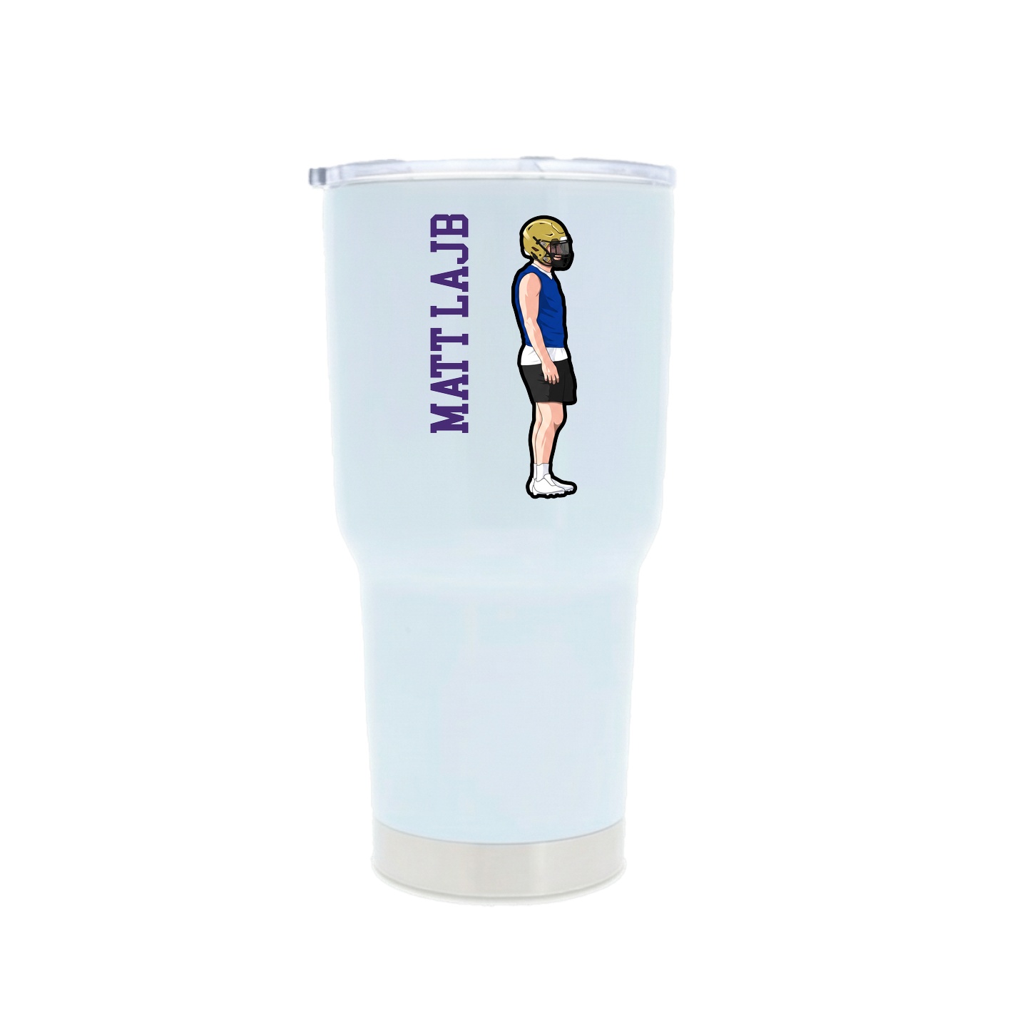 30oz Stainless Steel Tumbler — Name Vertical in White