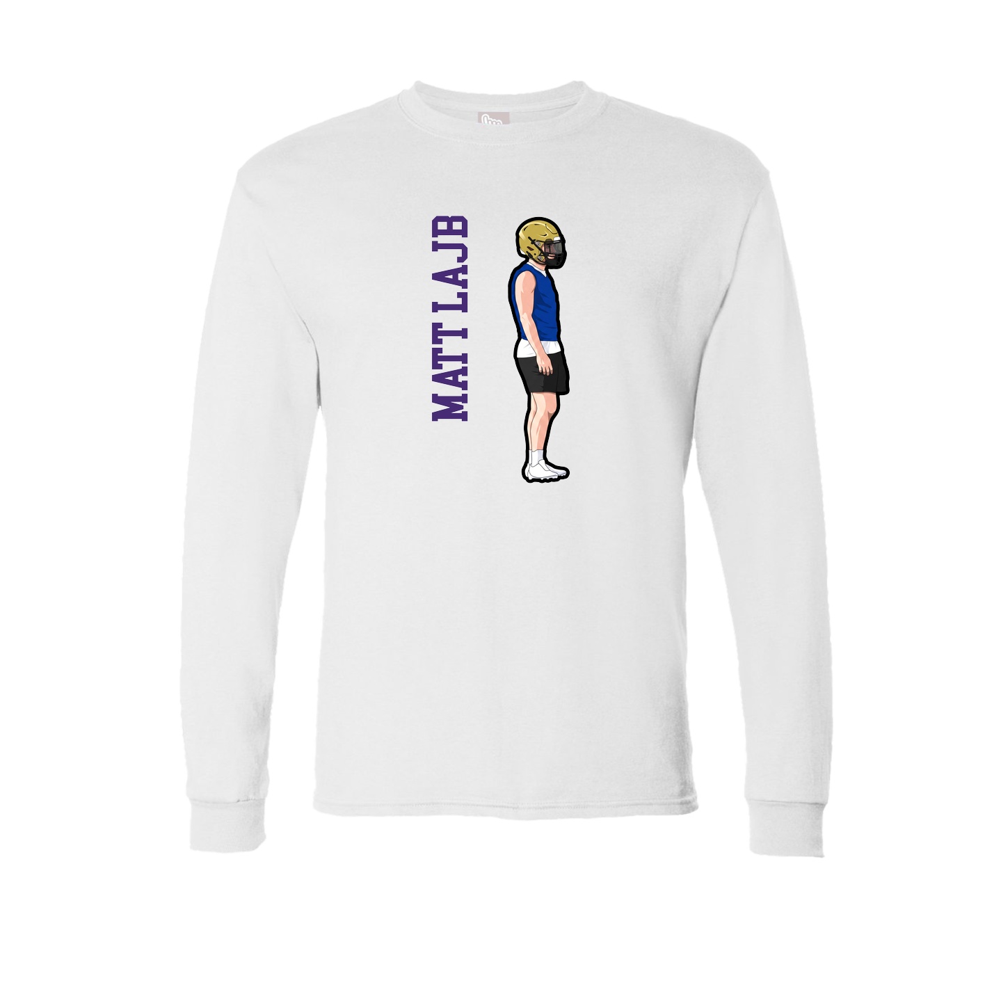 Long Sleeve Tee — Name Vertical in White