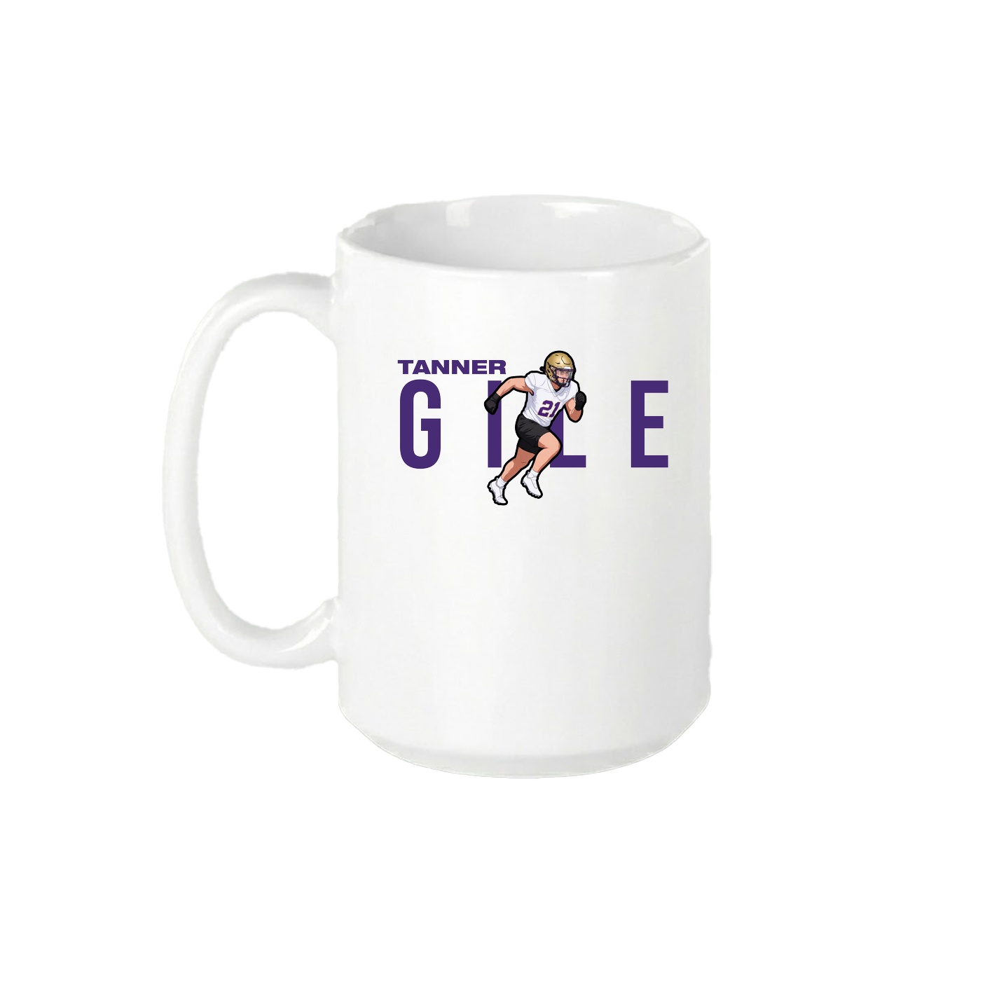15oz Coffee Mug — Player Name in White