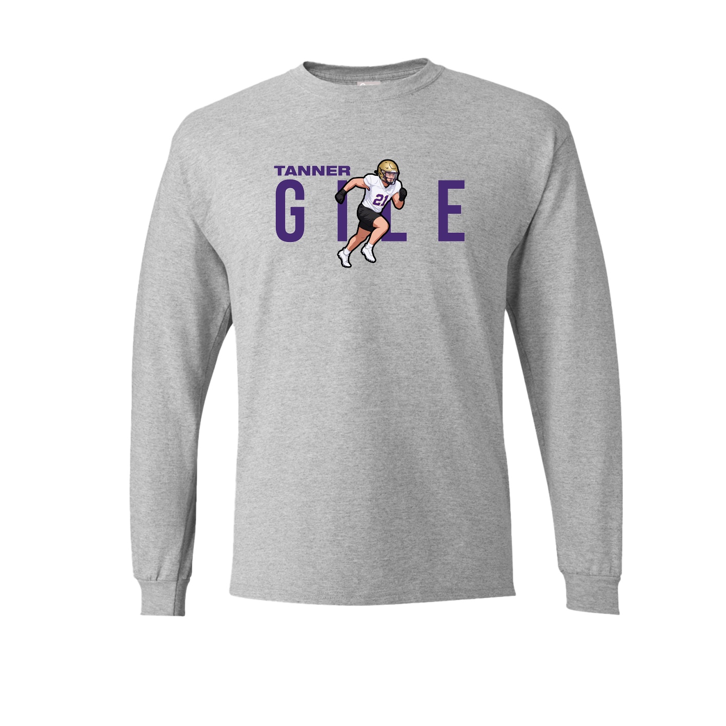 Long Sleeve Tee — Player Name in Grey