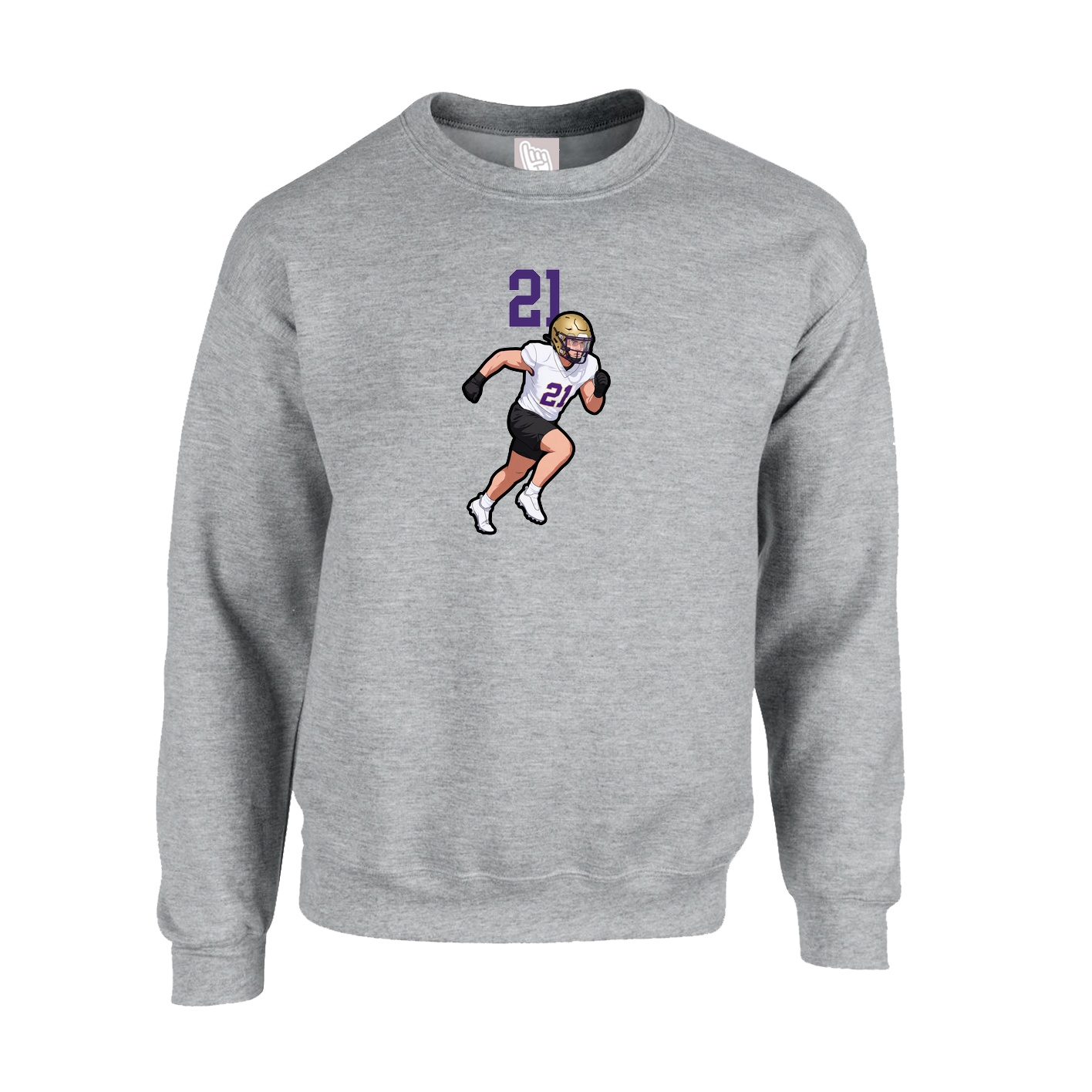 Fleece Crew — Number Top in Grey