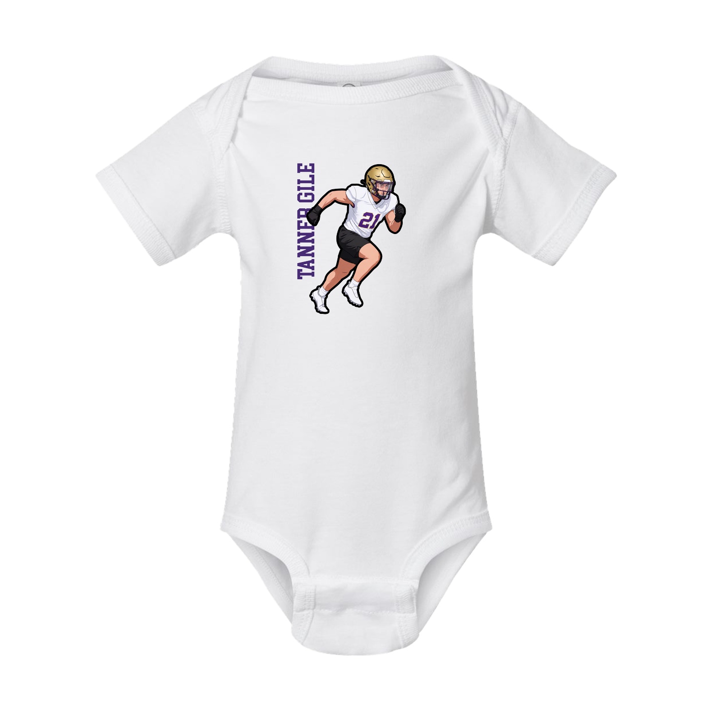 Baby Onesie — Name Vertical in White