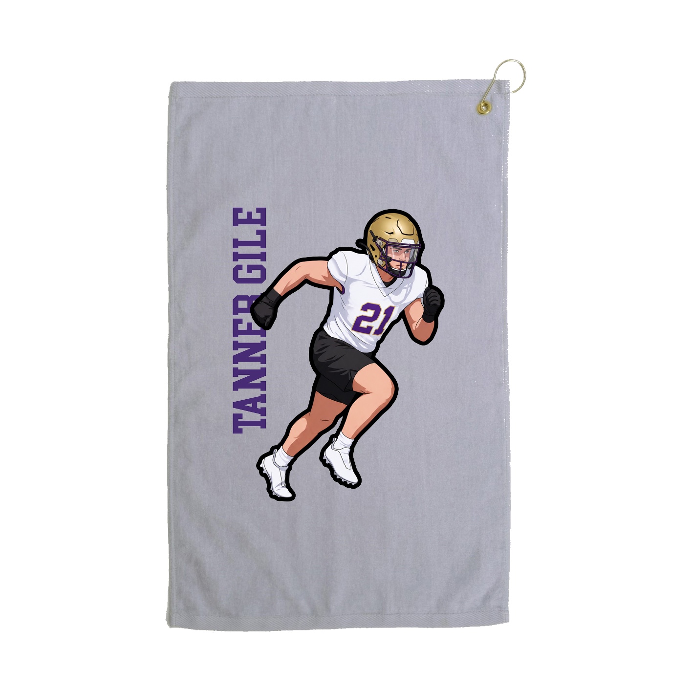 Golf Towel — Name Vertical in Grey