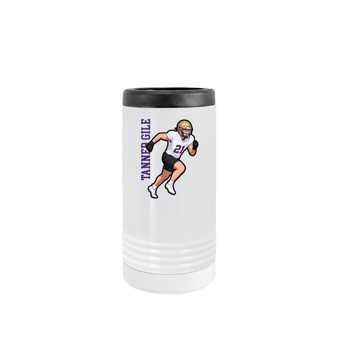 Slim Beverage Holder — Name Vertical in White